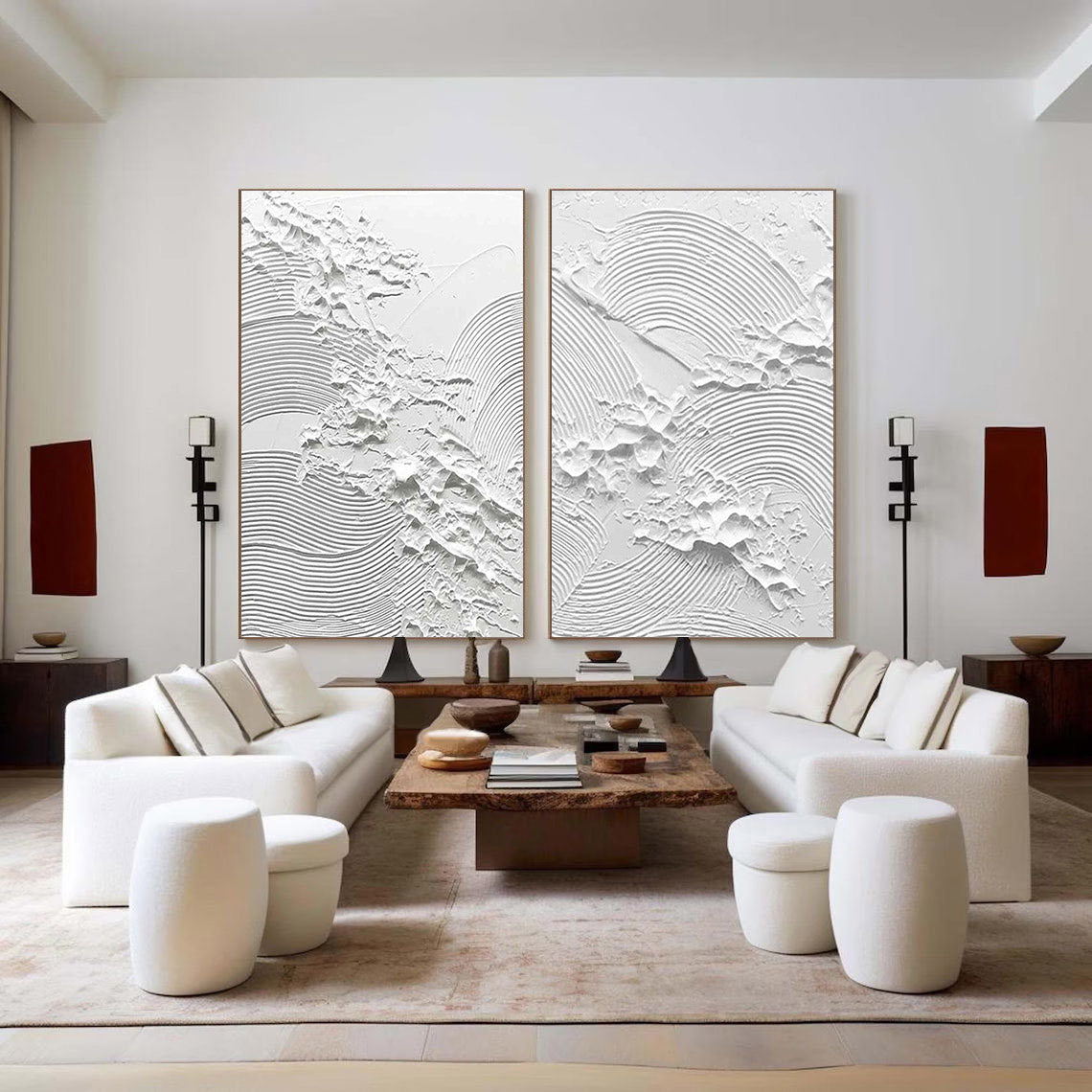 White Minimalist Painting Set Of 2 #WMS 001