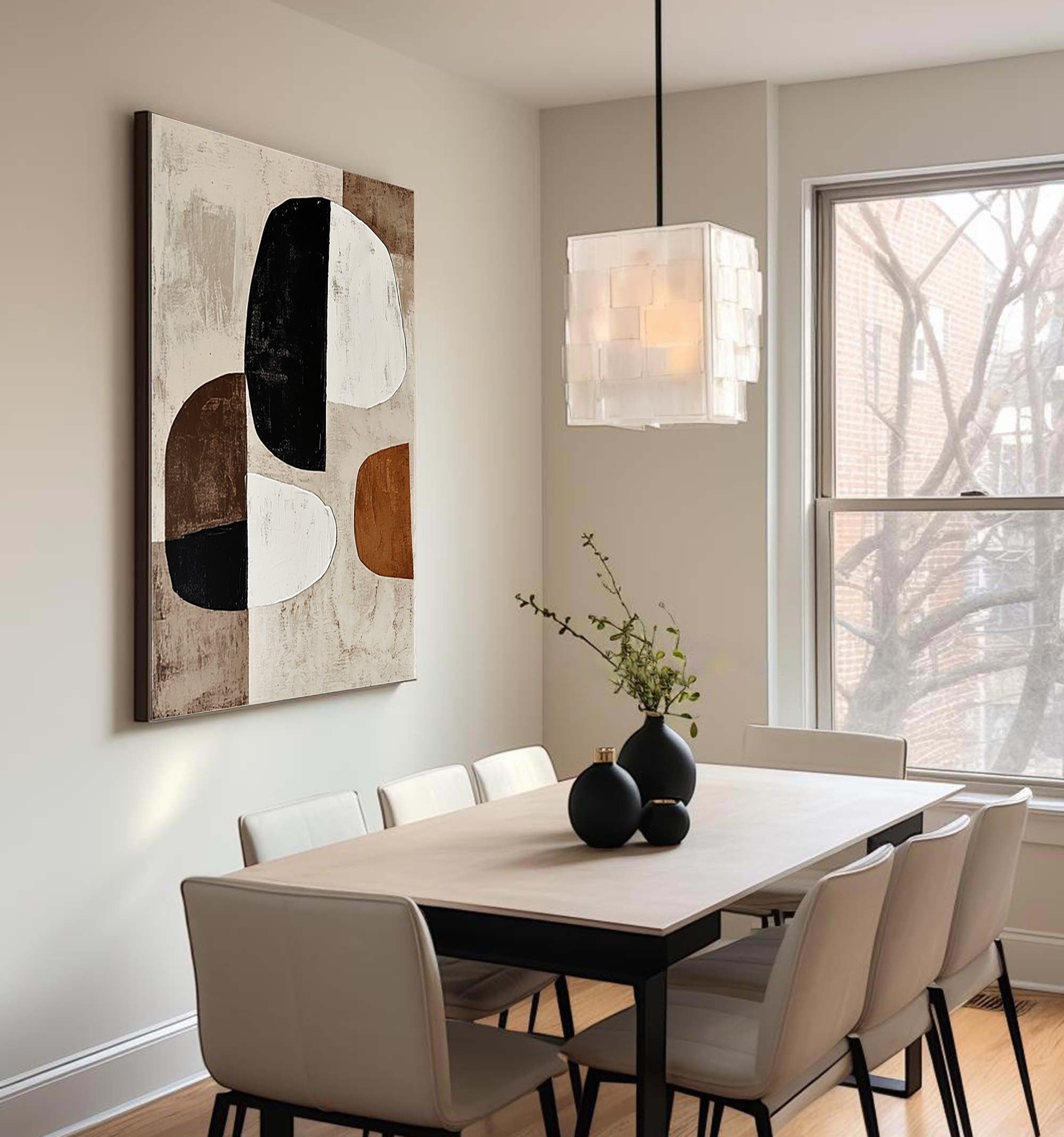 Modern Harmony: Bold Abstract Canvas with Neutral Tones