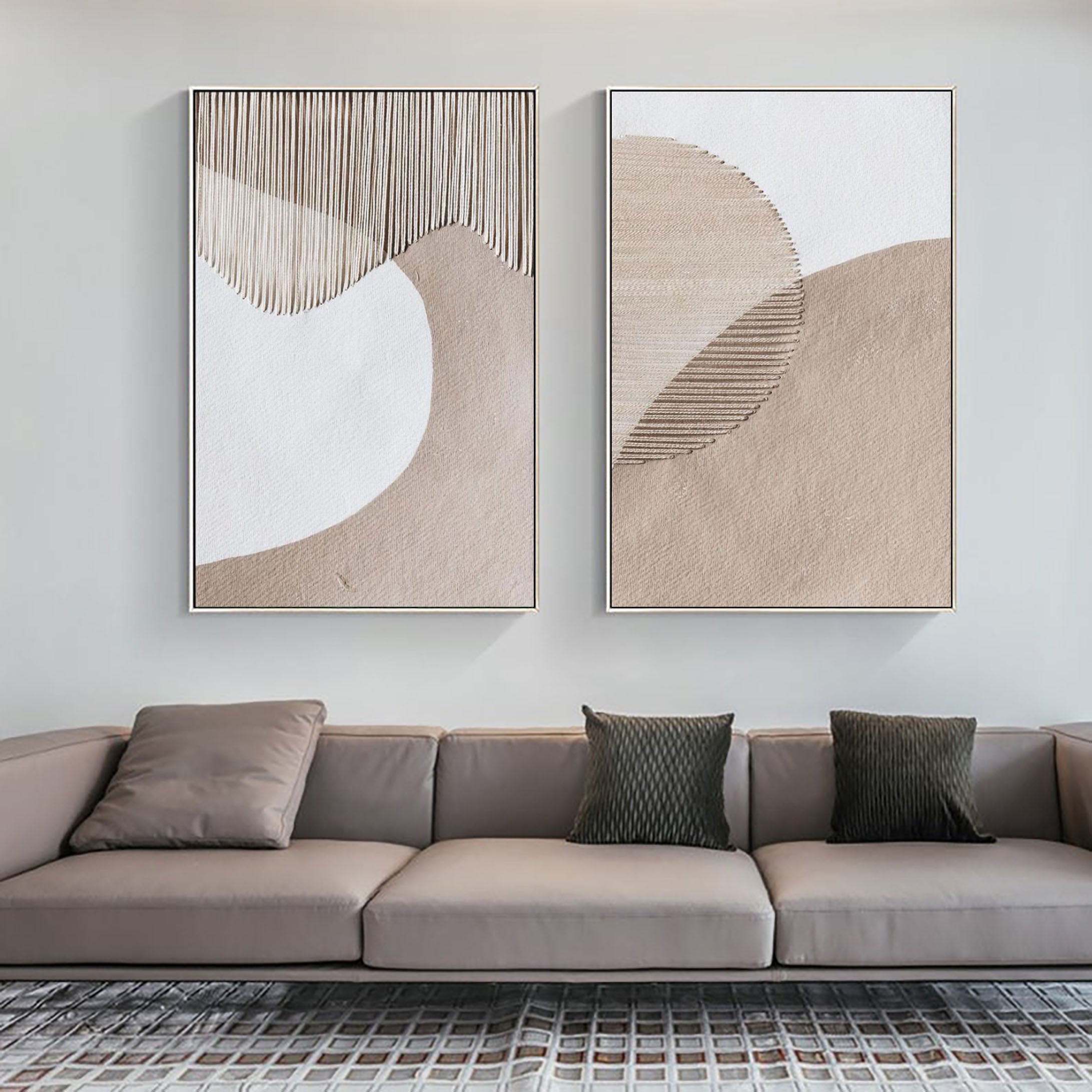 Beige & Brown Minimalist Painting Set Of 2 #BBS 012