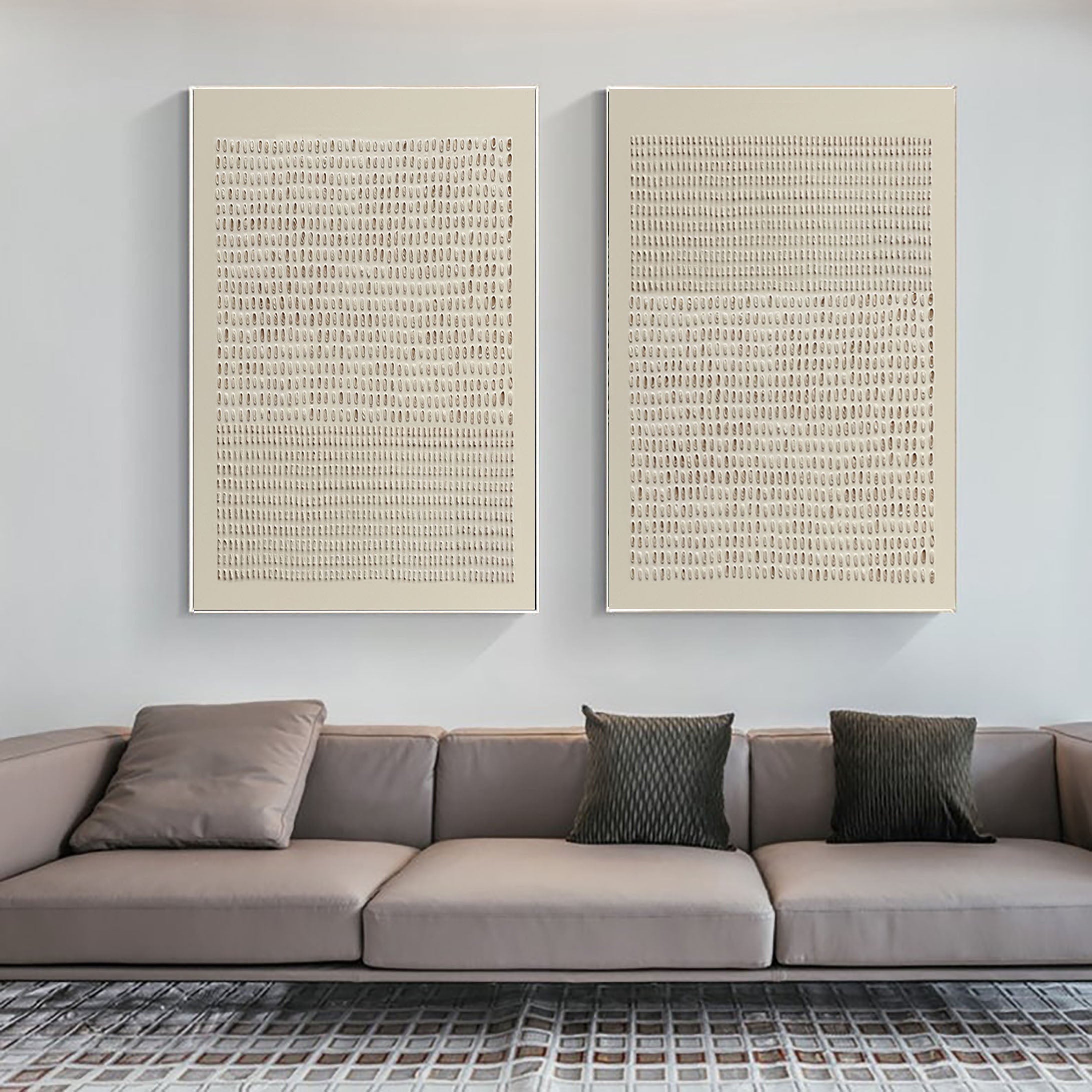 "Textural Rhythm" – Contemporary Minimalist Wall Art Duo in Neutral Tones