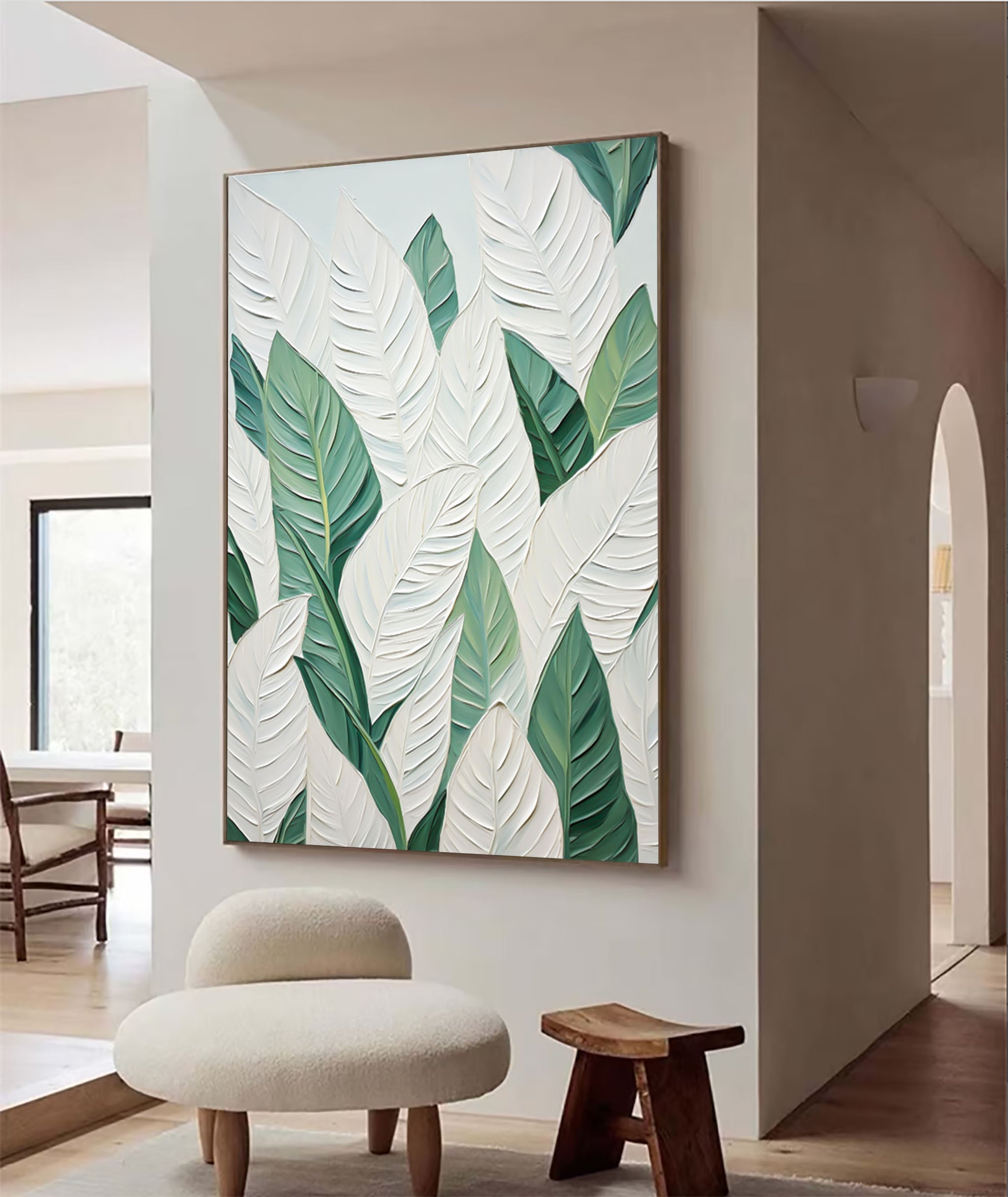 Emerald Leaves: Botanical Canvas