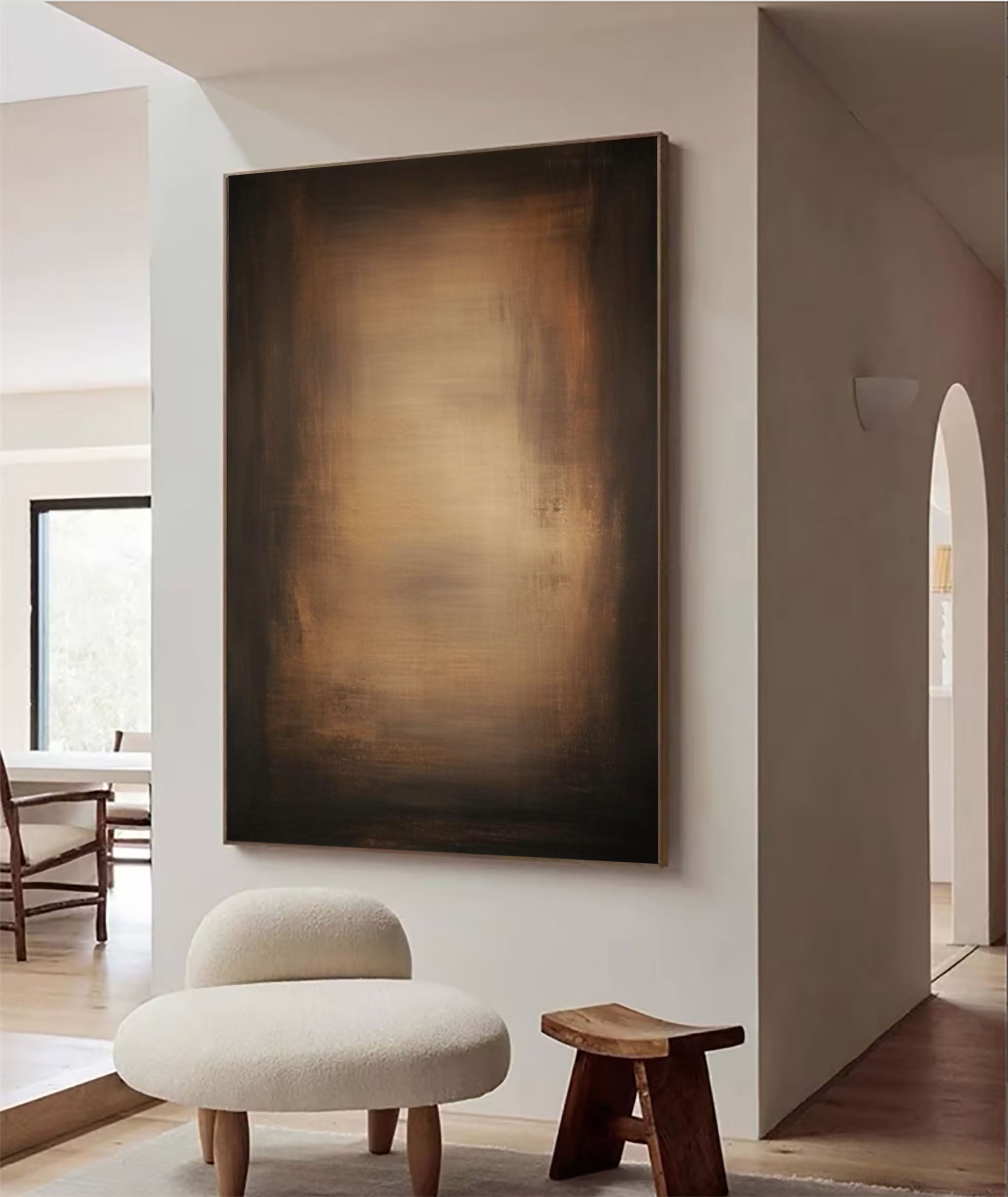 Bronze Glow: Minimalist Abstract Canvas with Warm Tones