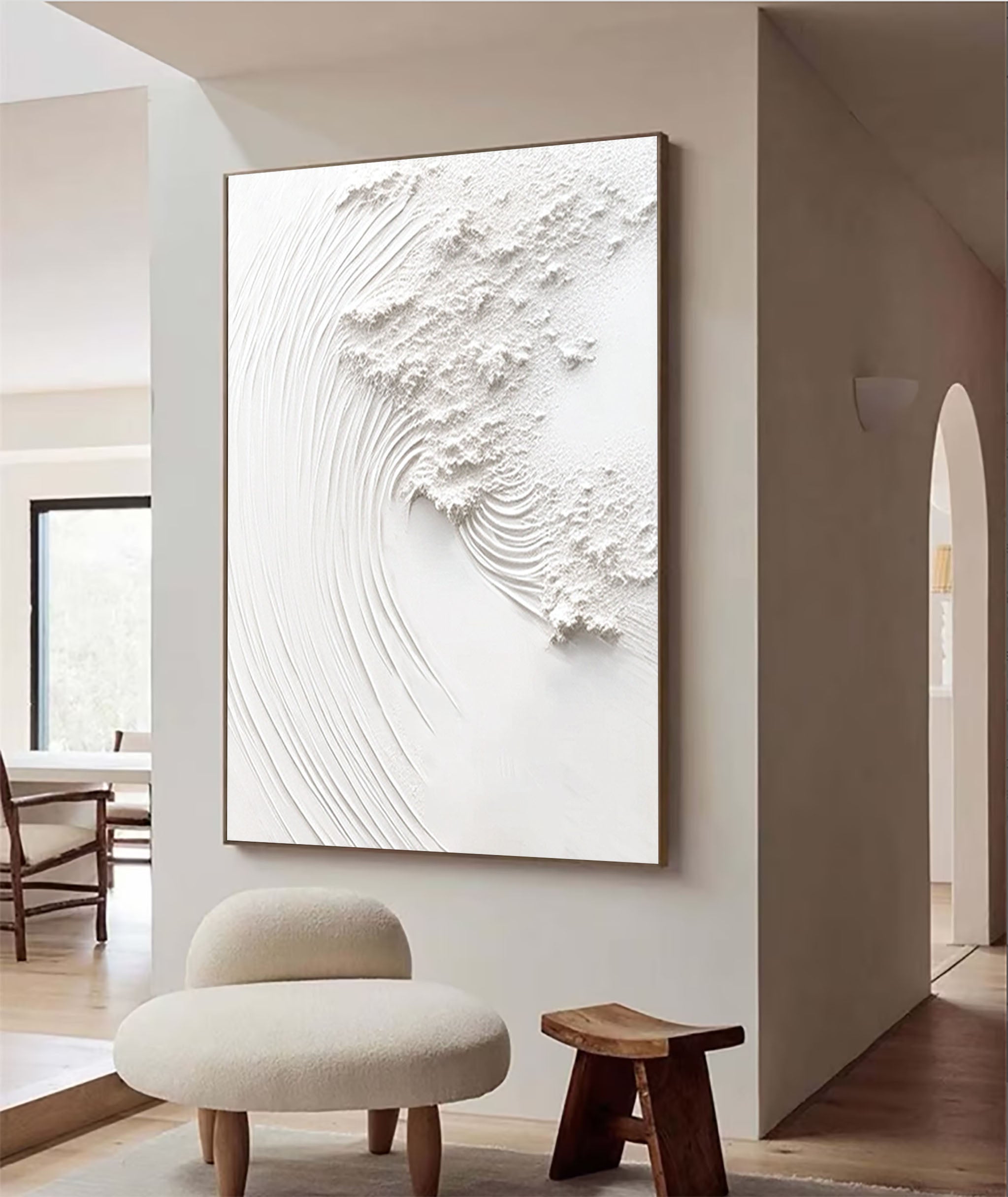 Tranquil Flow: White Wall Art