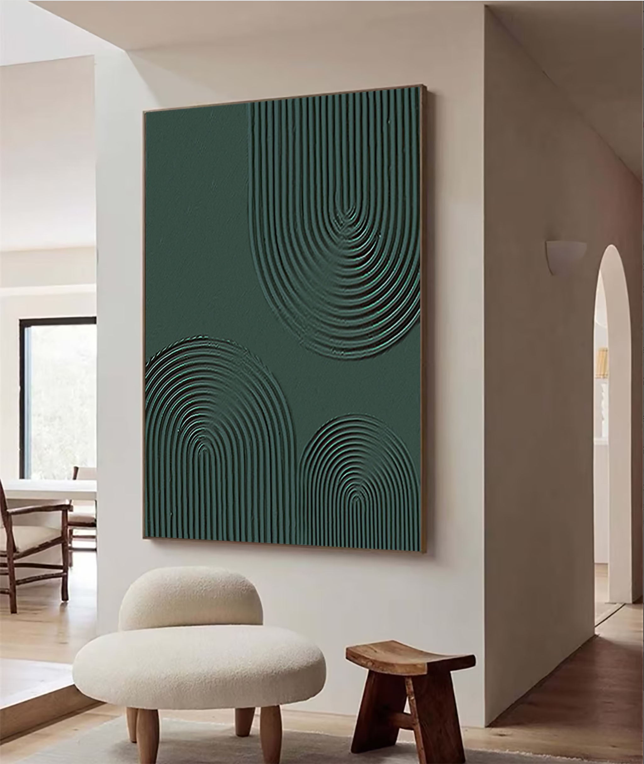 Emerald Curves: Single Canvas Art