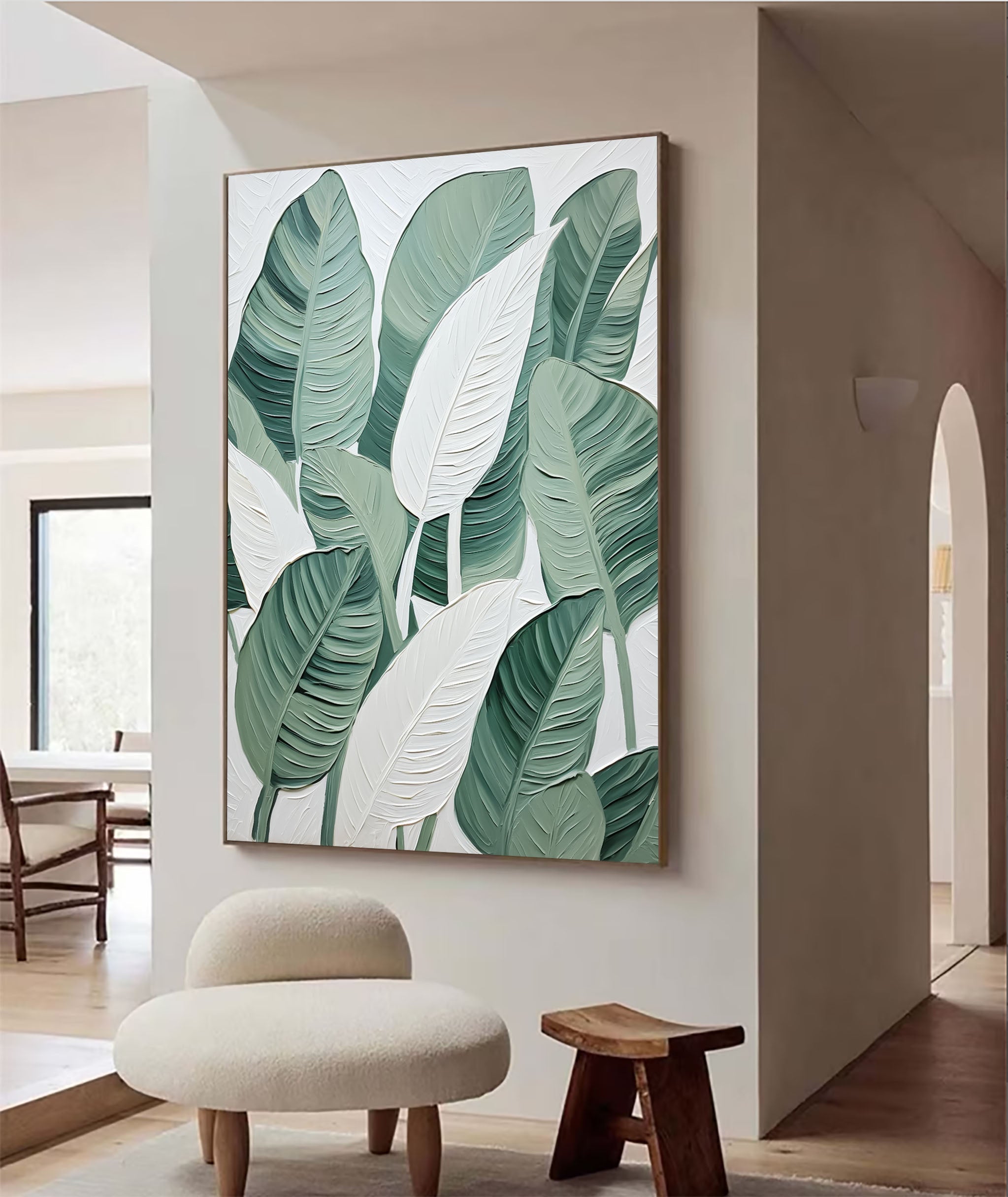 Tropical Serenity: Leafy Canvas Art