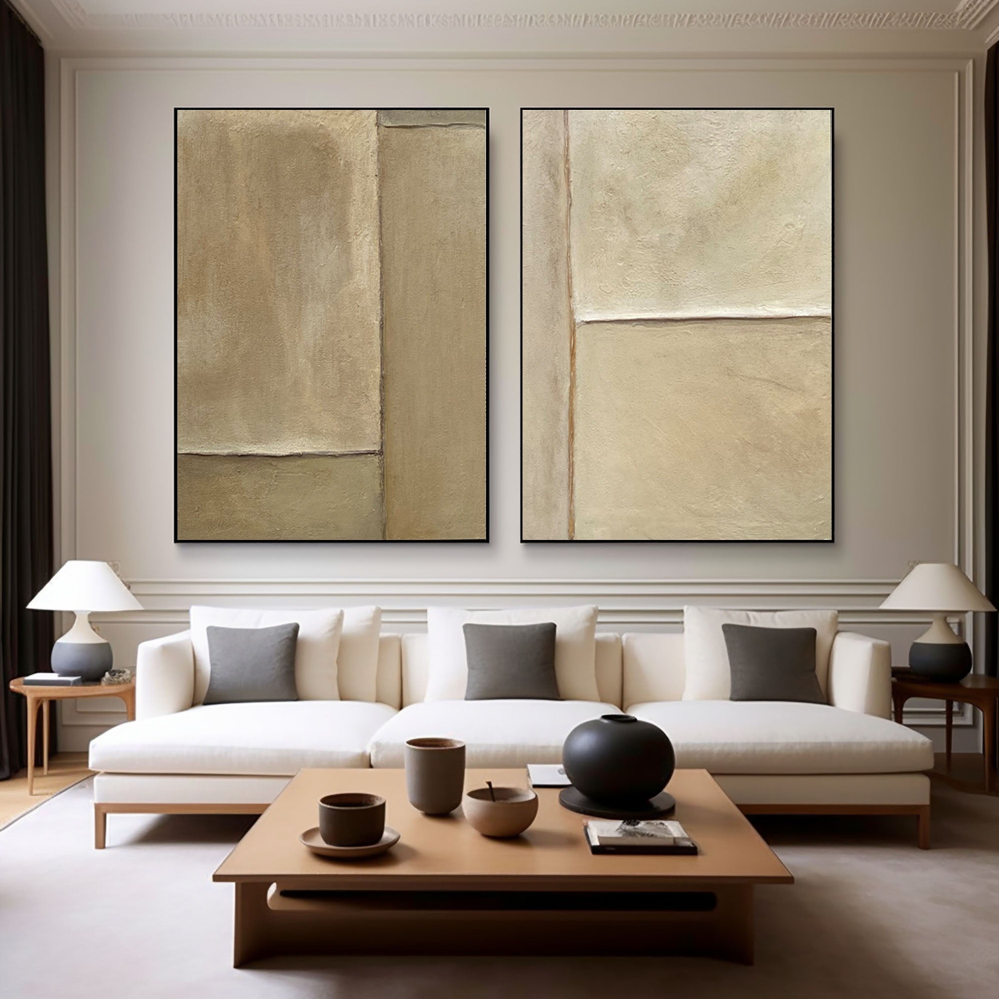 "Desert Harmony" – Minimalist Earth-Tone Abstract Canvas Art Set