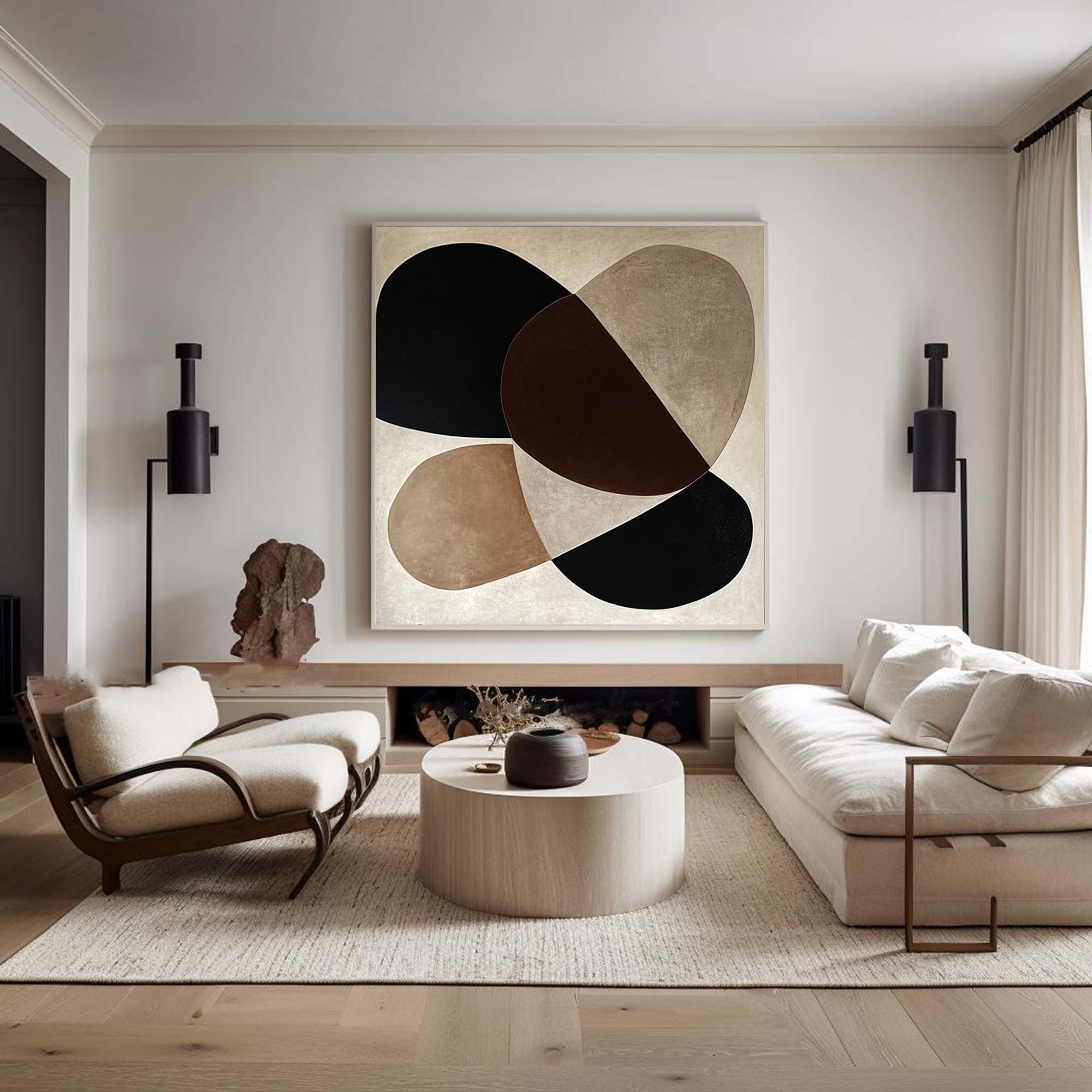 Organic Harmony: Abstract Geometric Canvas in Earth Tones