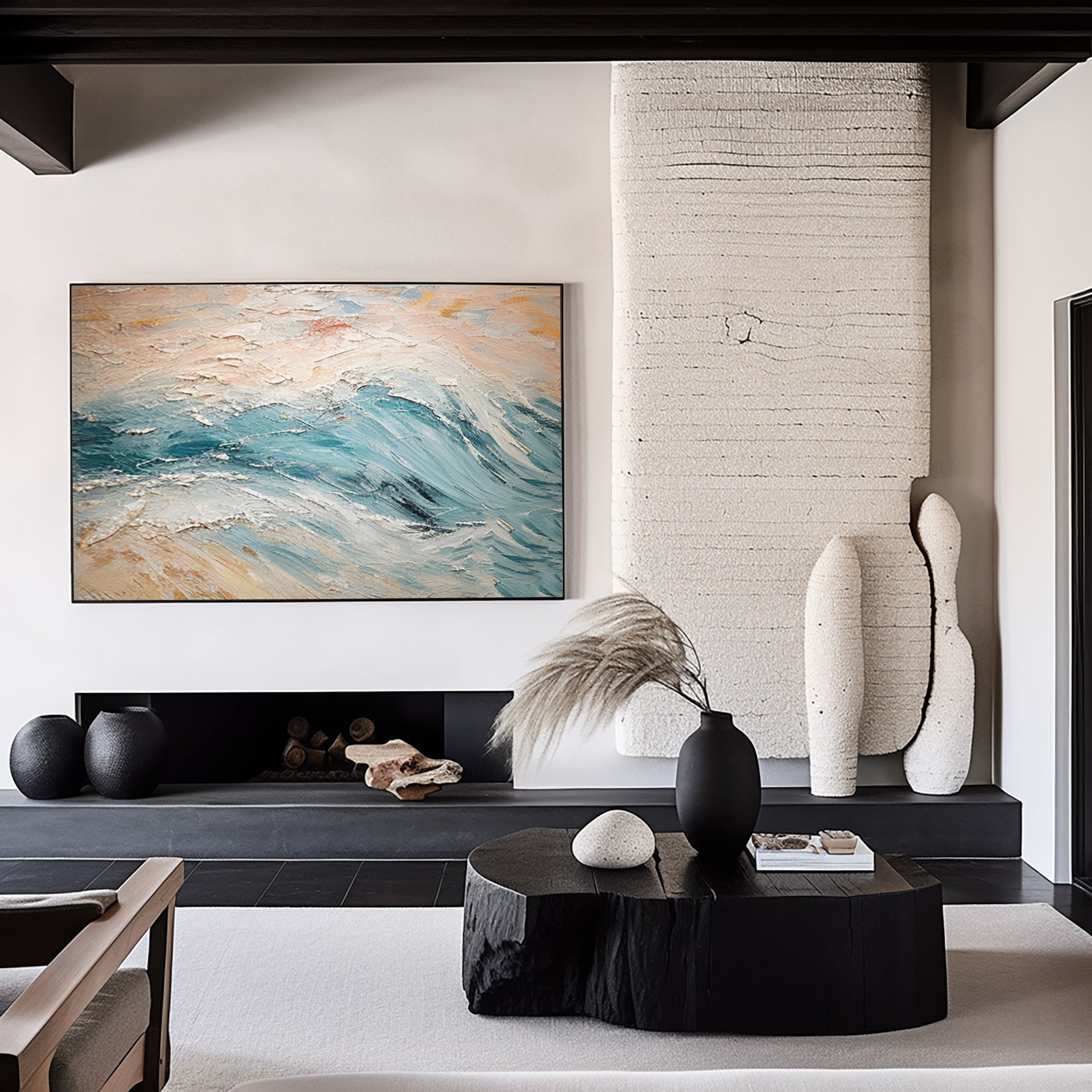 Oceanic Rhythm: Abstract Waves on Canvas