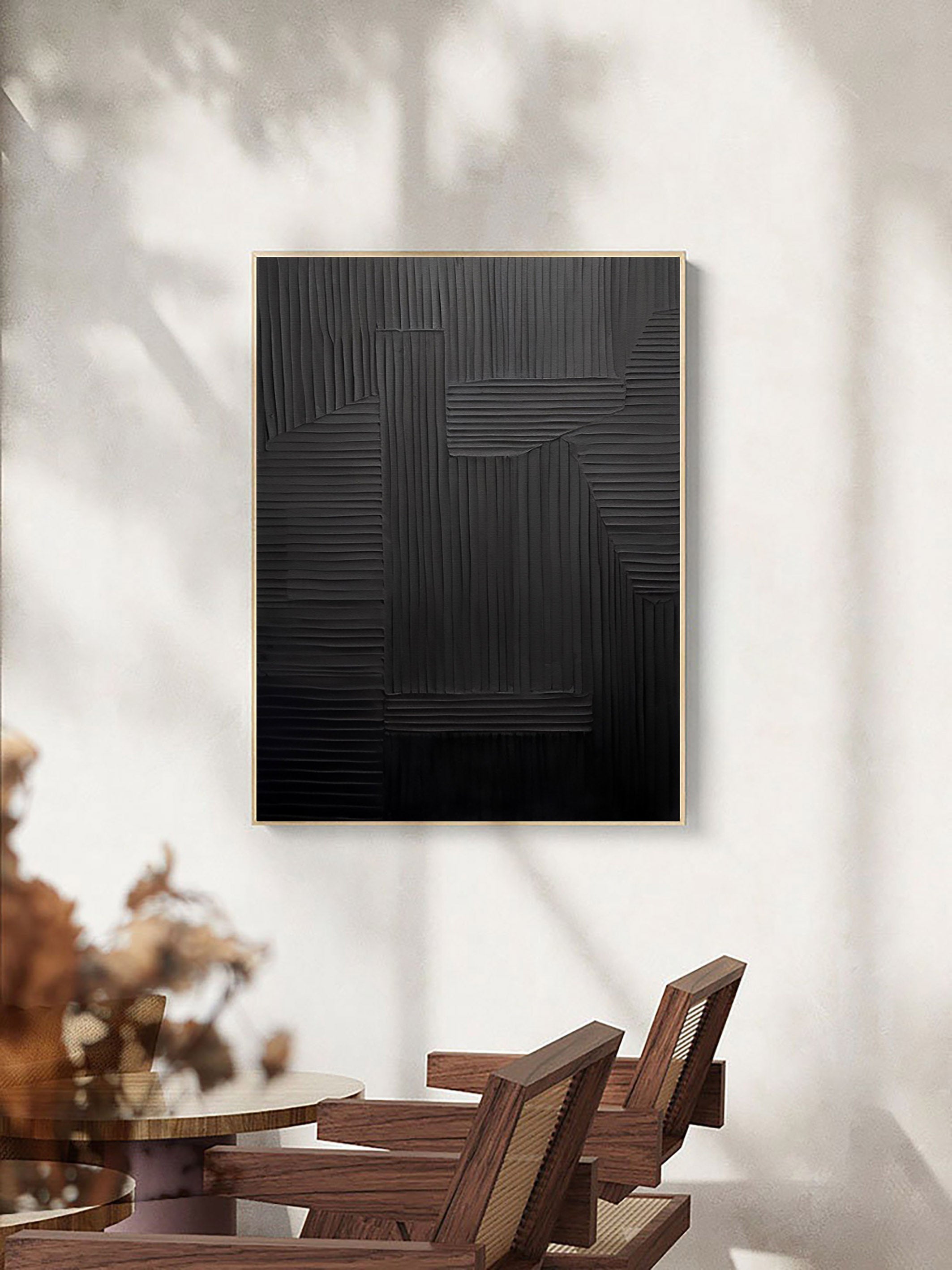 Obsidian Echoes: Bold Black Texture Art