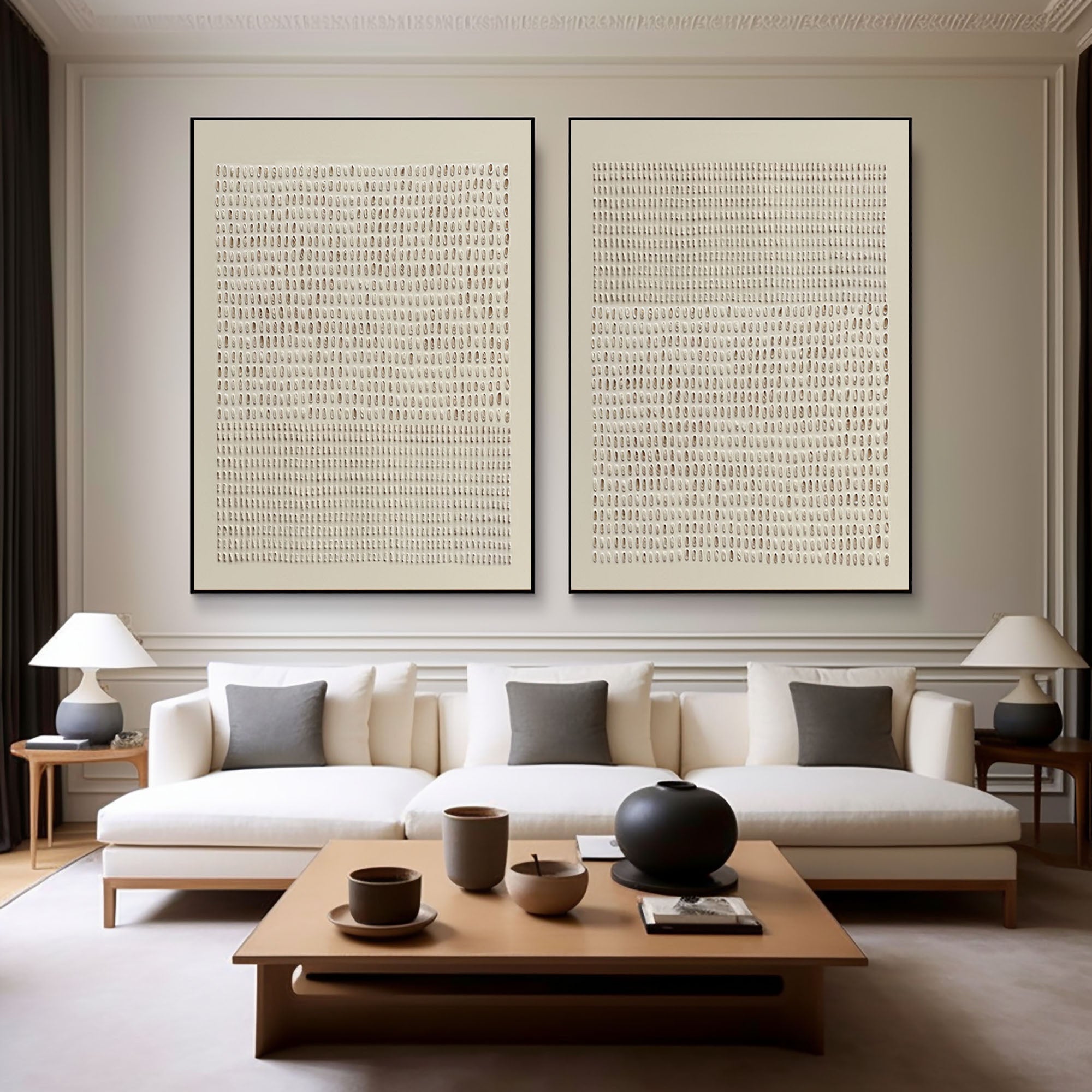 "Textural Rhythm" – Contemporary Minimalist Wall Art Duo in Neutral Tones