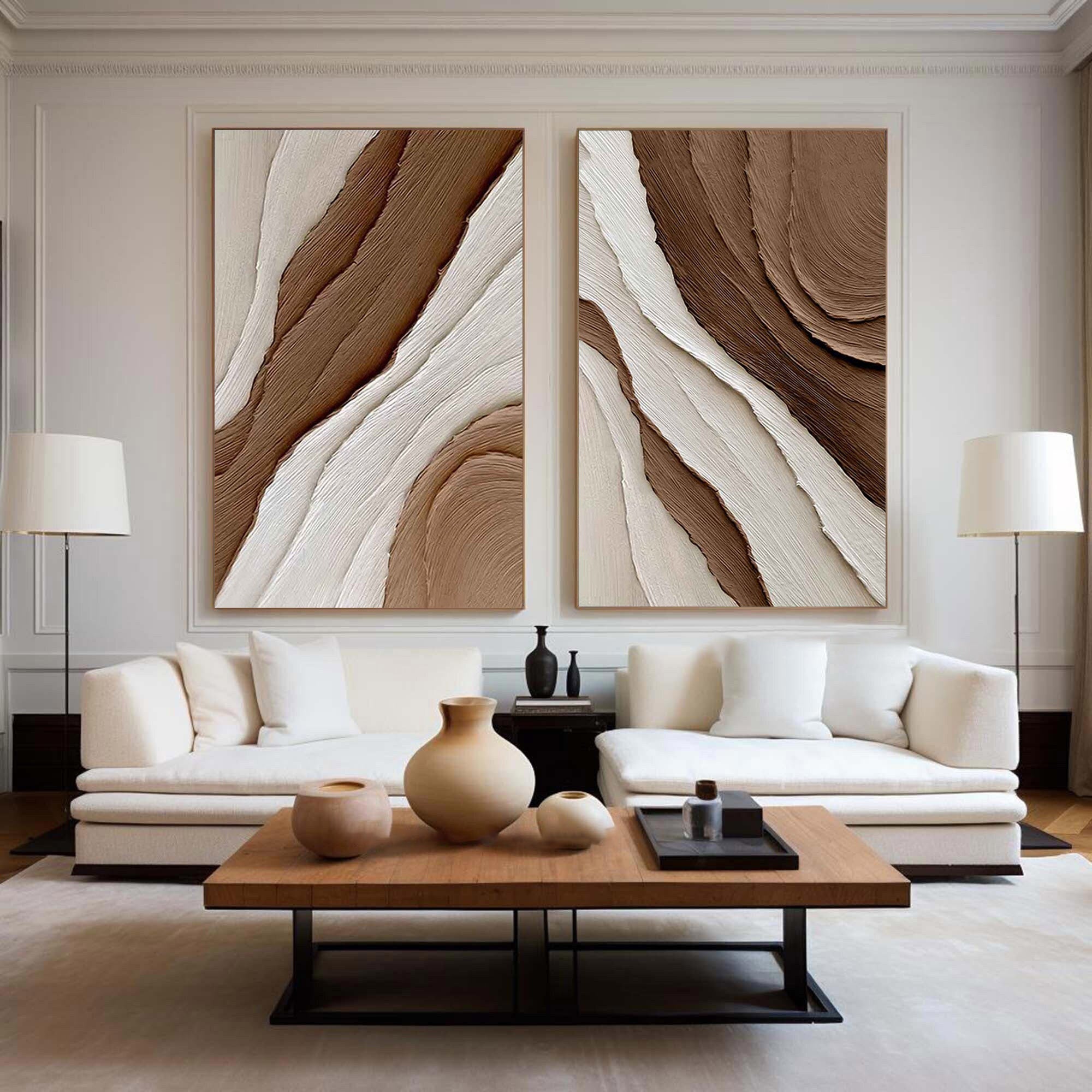 Beige & Brown Minimalist Painting Set Of 2 #BBS 001