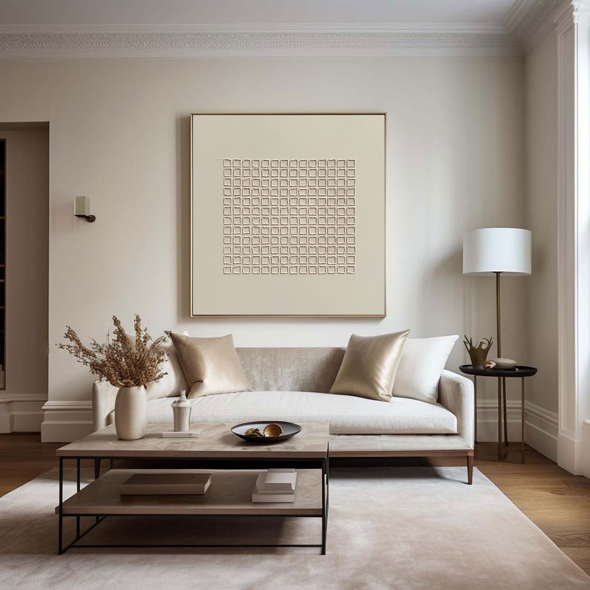 Structured Calm: Grid Canvas Art