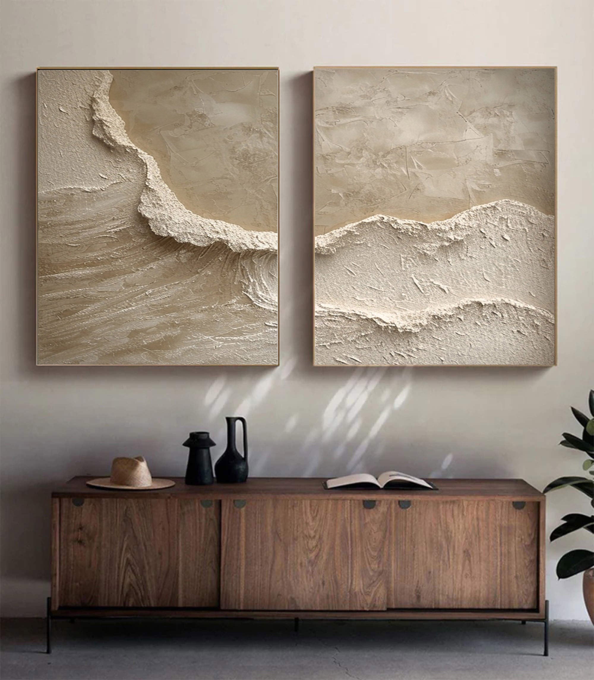 Beige & Brown Minimalist Painting Set Of 2 #BBS 004