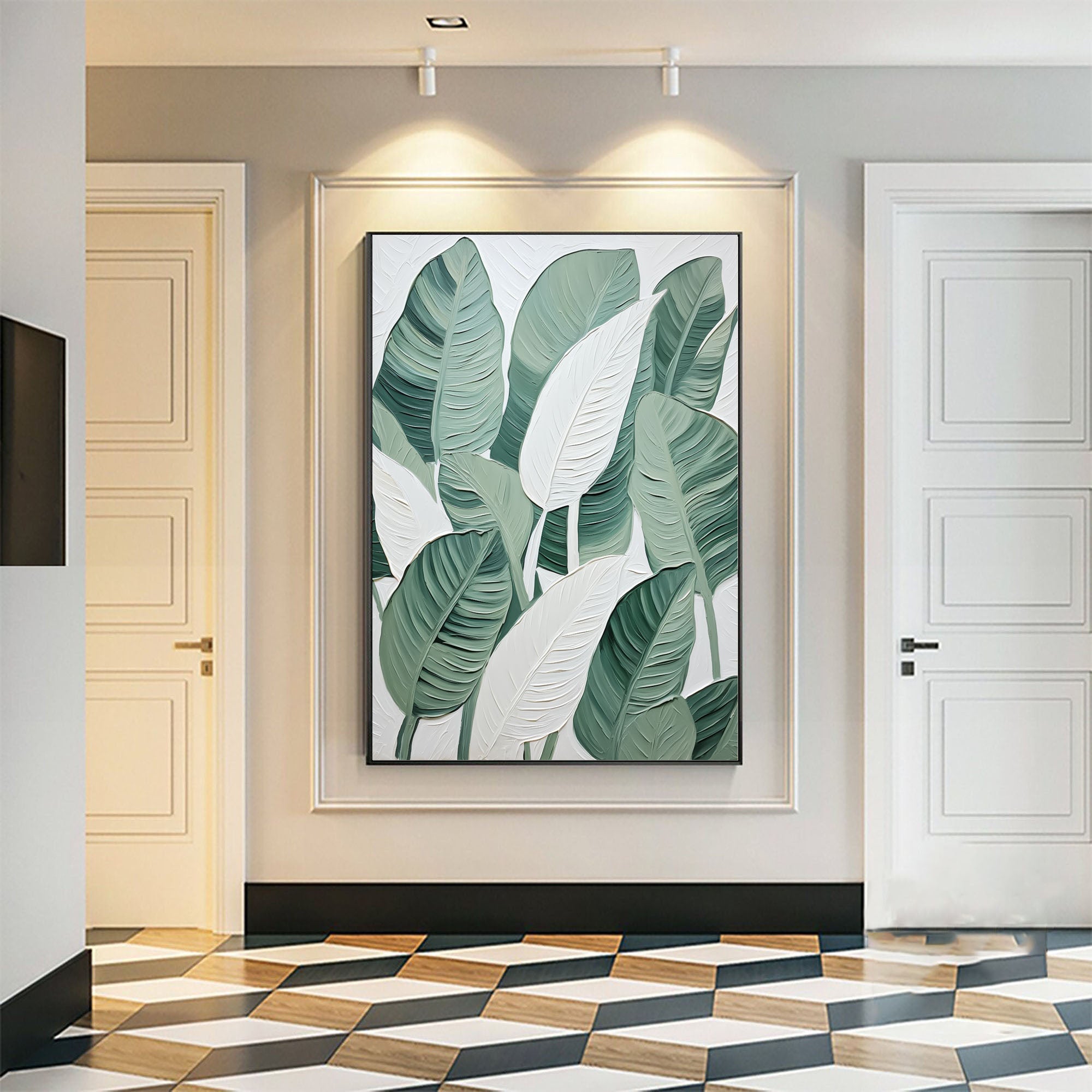 Tropical Serenity: Leafy Canvas Art