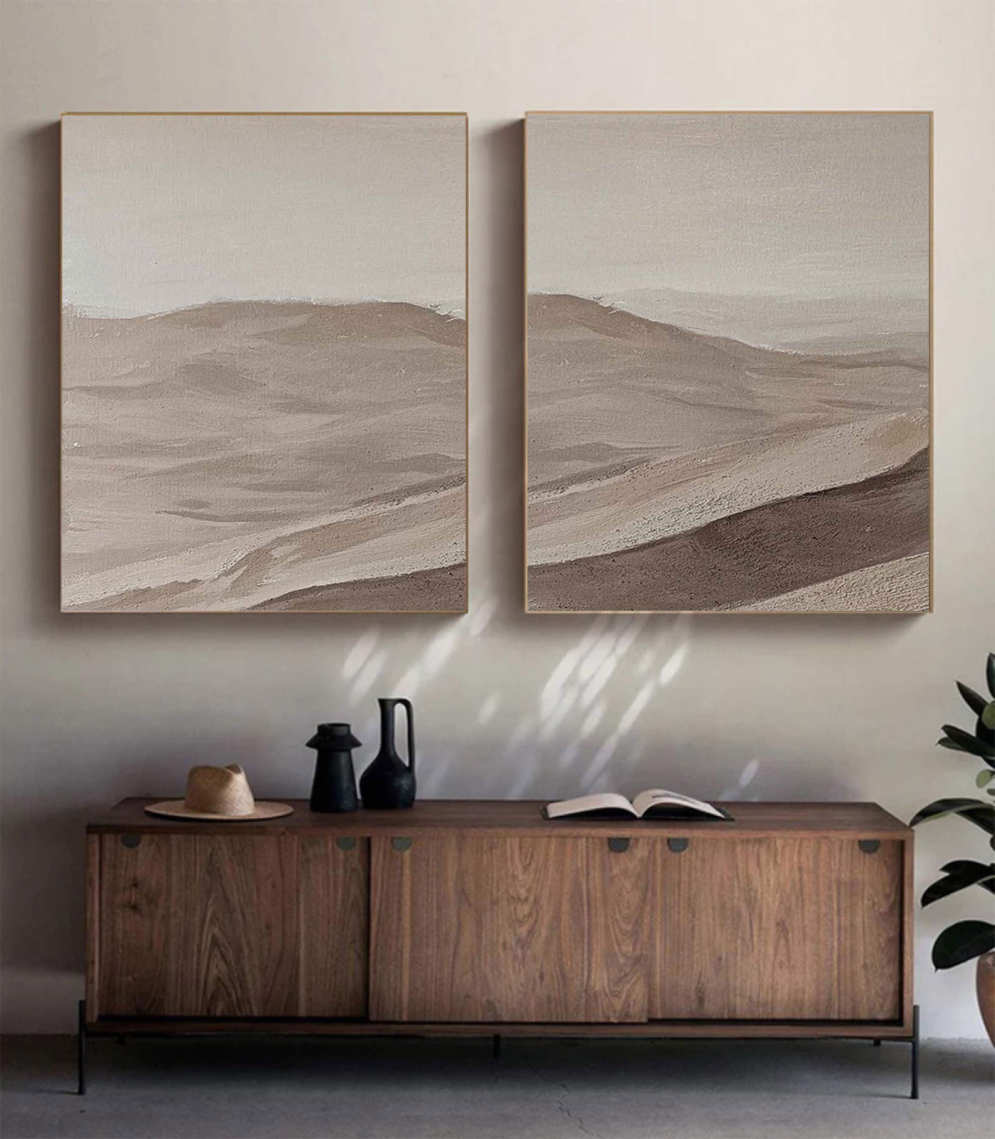 Beige & Brown Minimalist Painting Set Of 2 #BBS 002