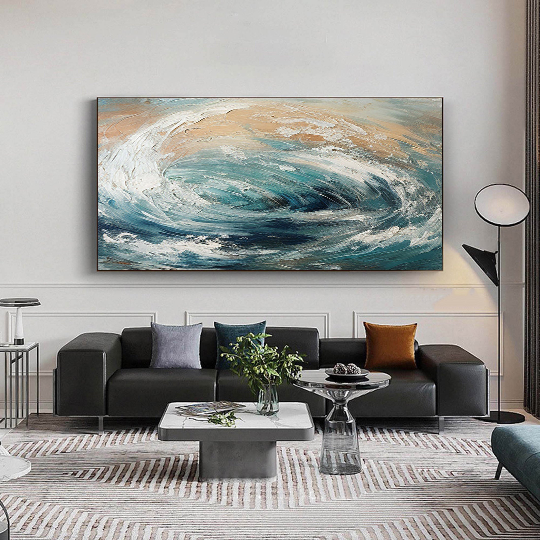 Tidal Dance: Abstract Wave Swirl Canvas