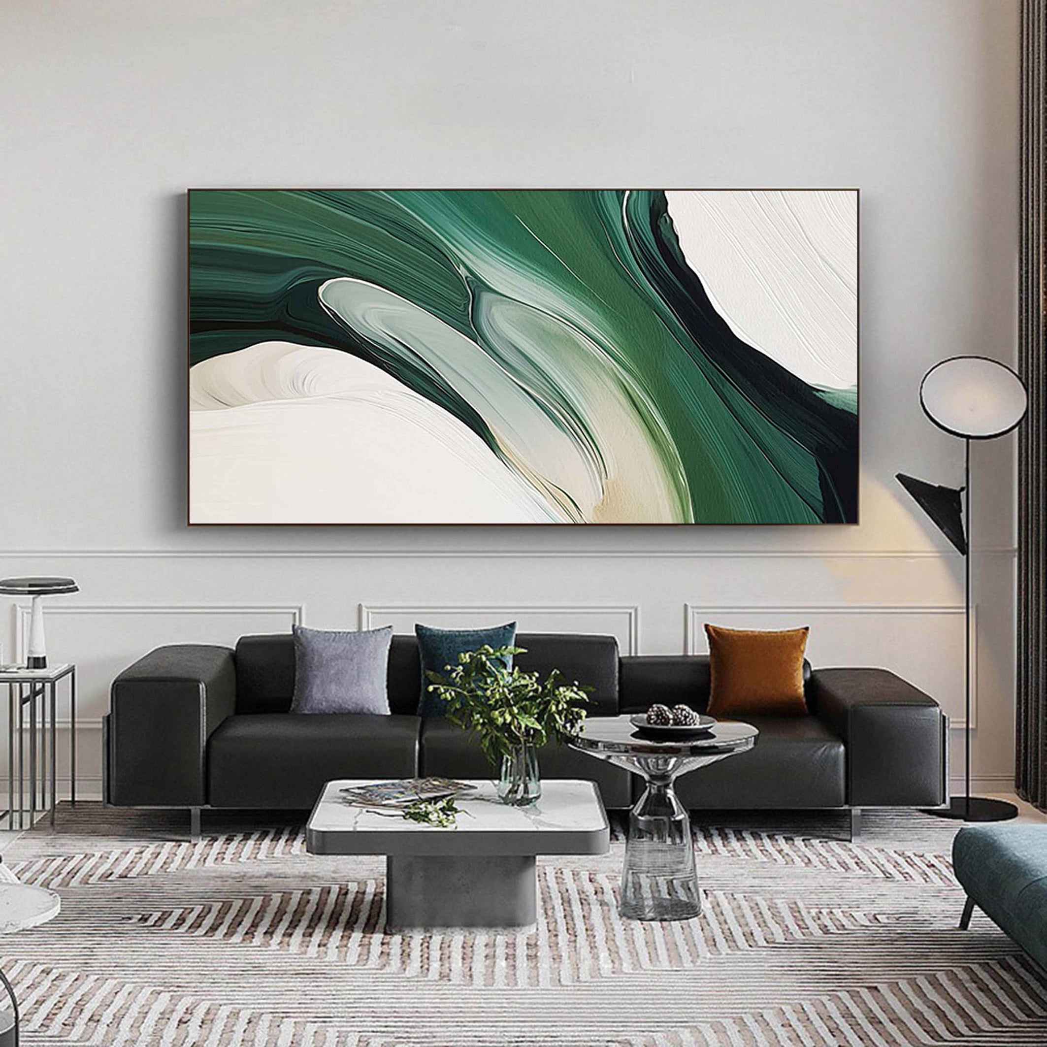 Emerald Waves: Modern Abstract Art