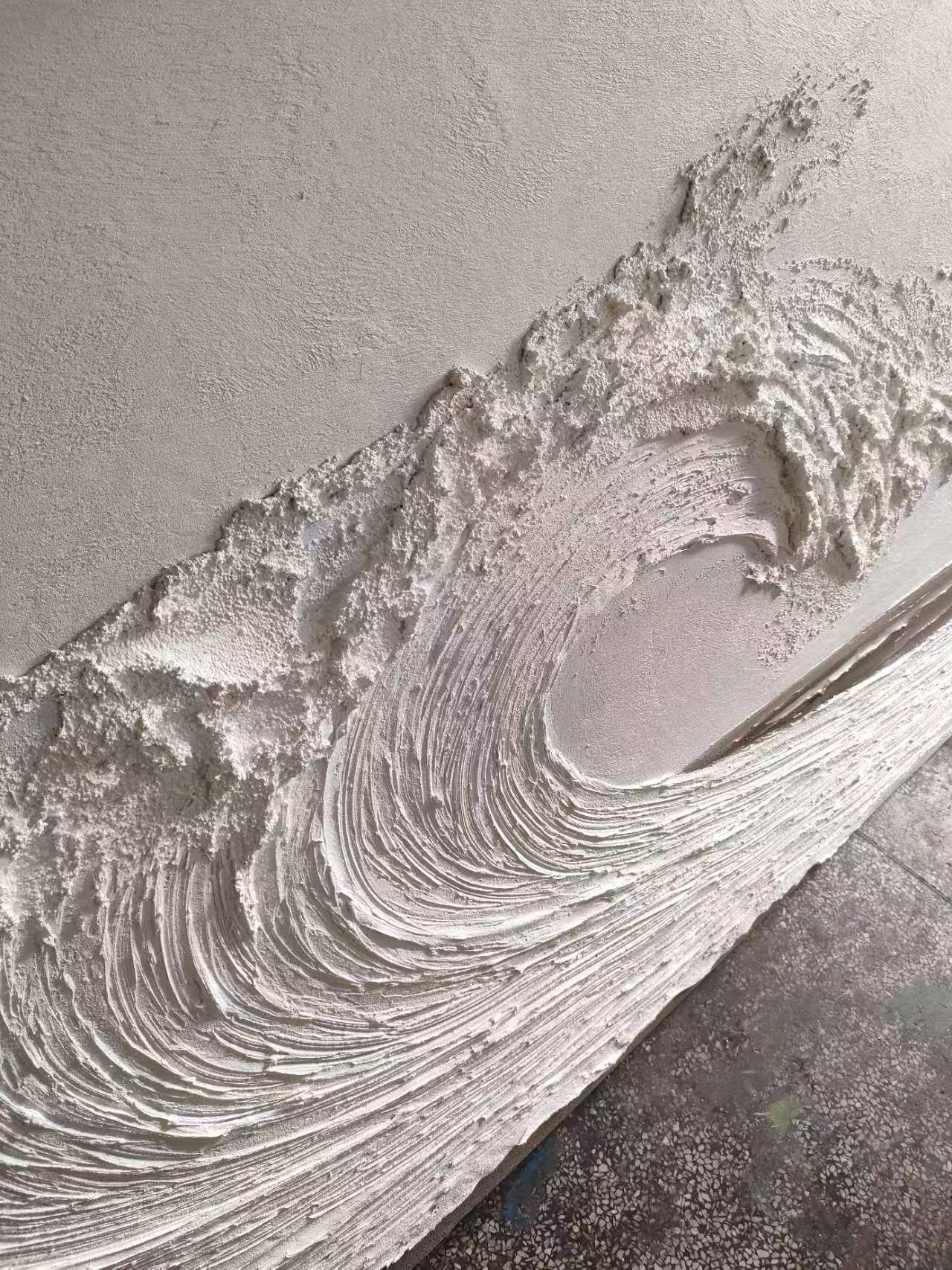 Tranquil Surge: White Textured Wave Art