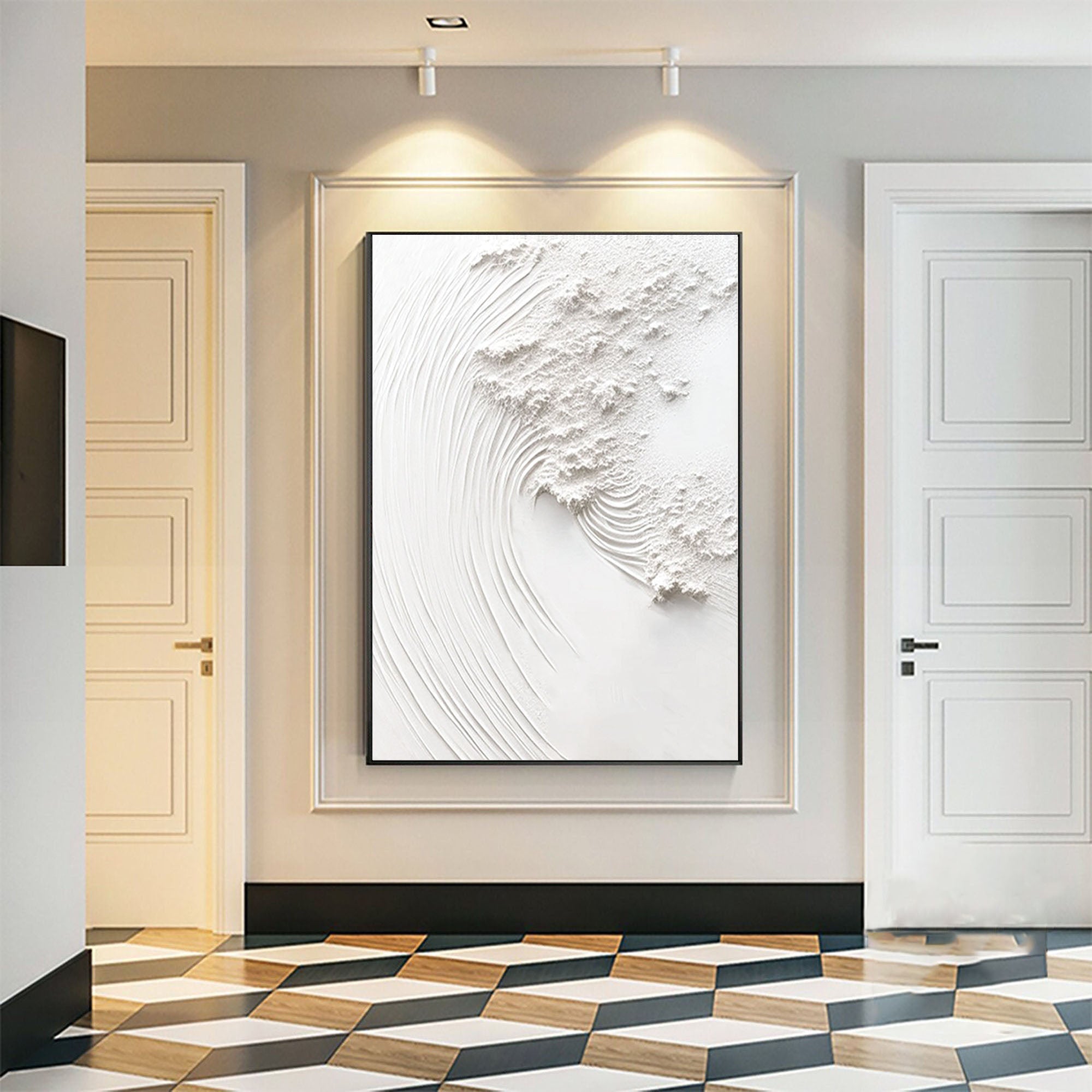 Tranquil Flow: White Wall Art