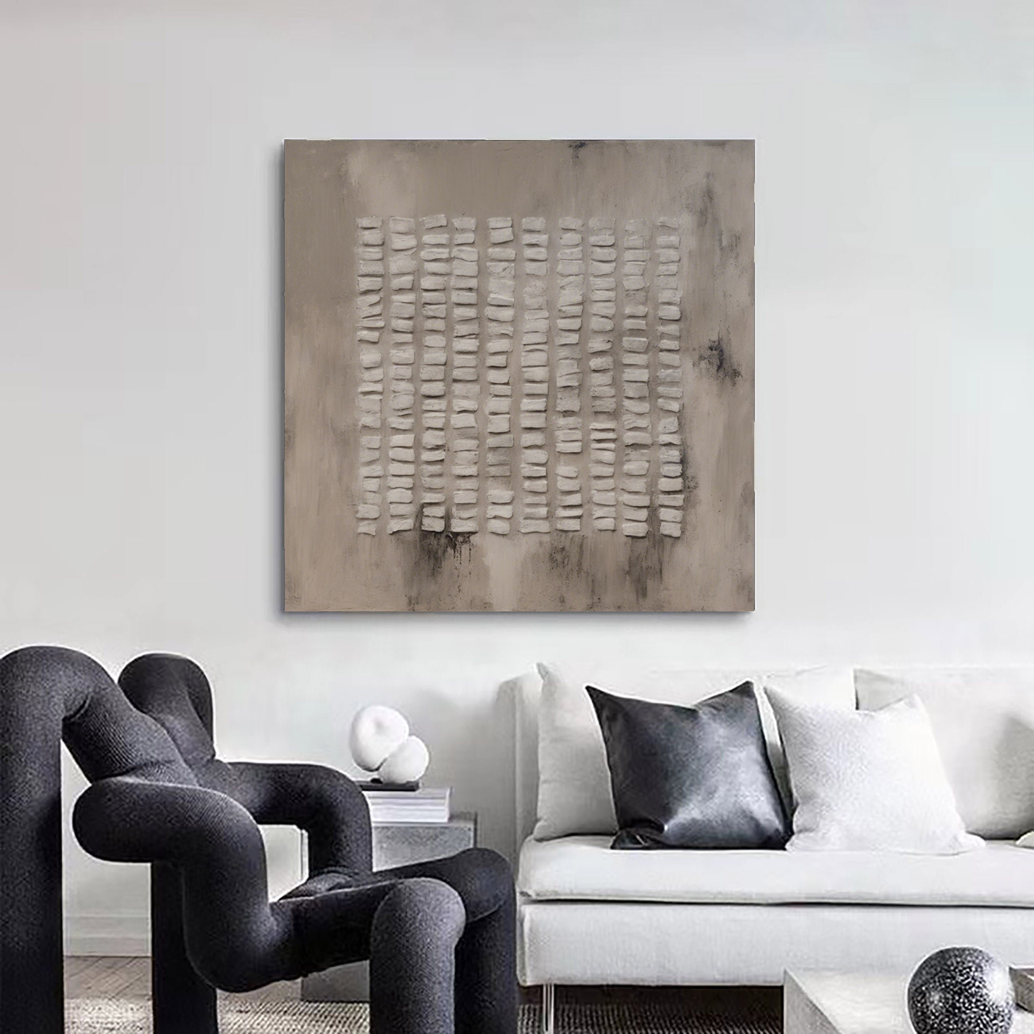 Grid Harmony: Textured Abstract Art