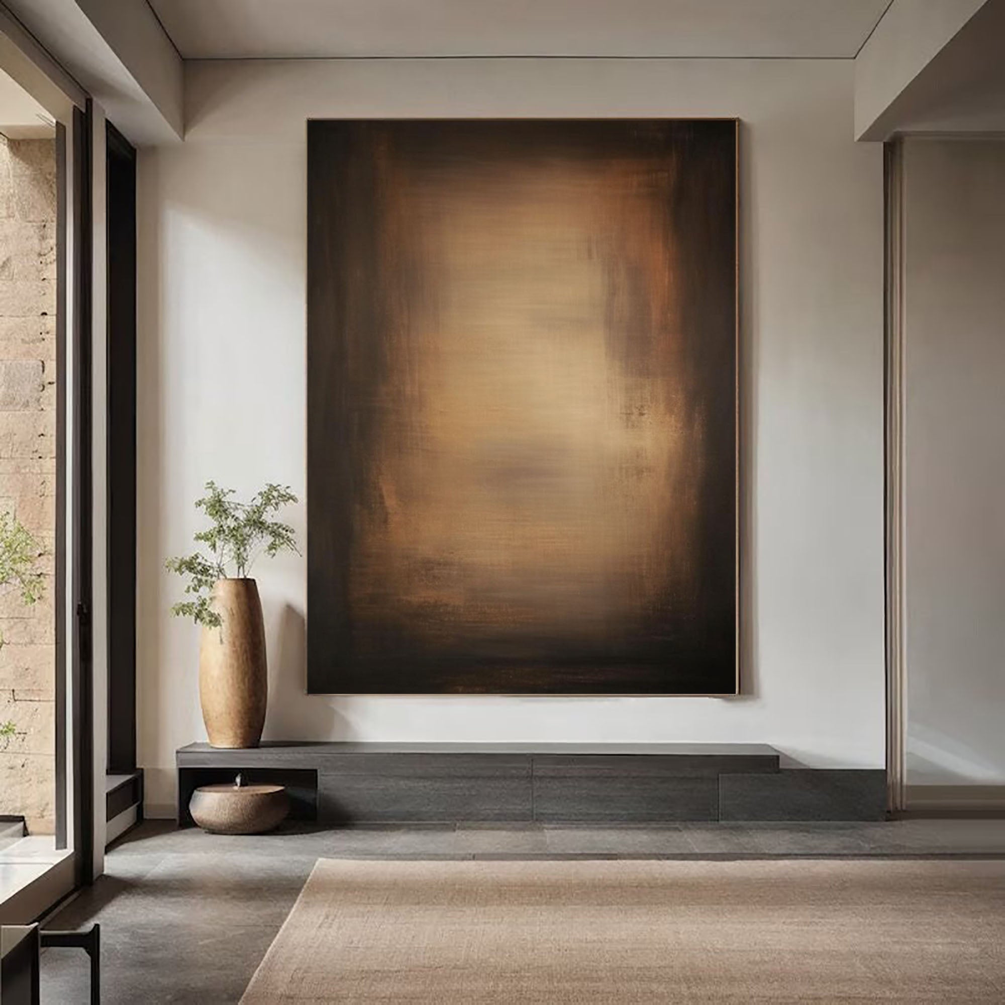 Bronze Glow: Minimalist Abstract Canvas with Warm Tones