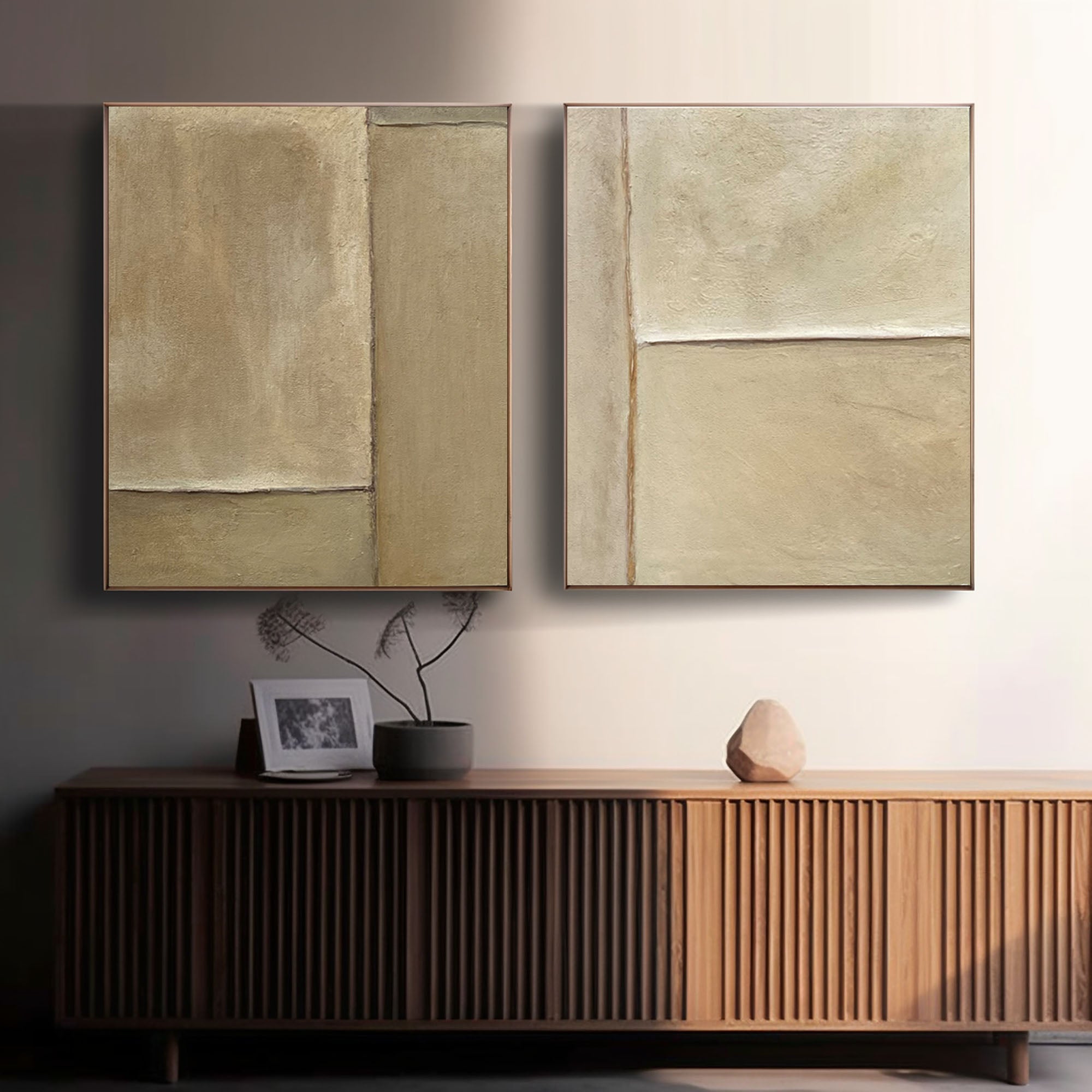 "Desert Harmony" – Minimalist Earth-Tone Abstract Canvas Art Set