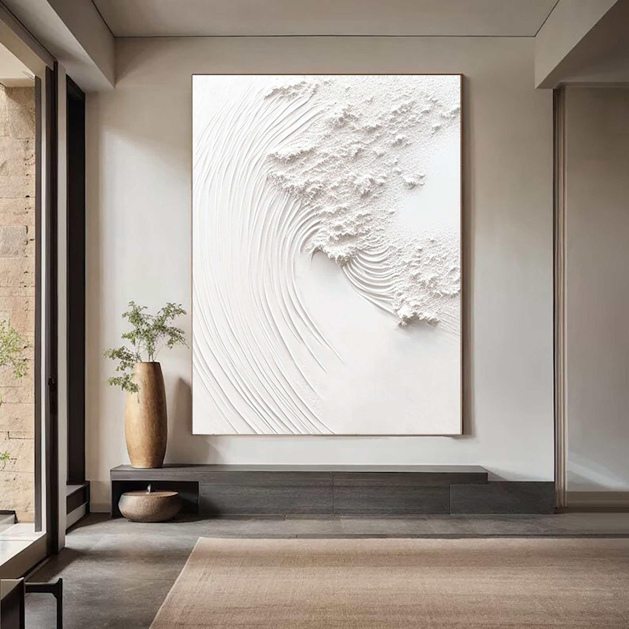 Tranquil Flow: White Wall Art