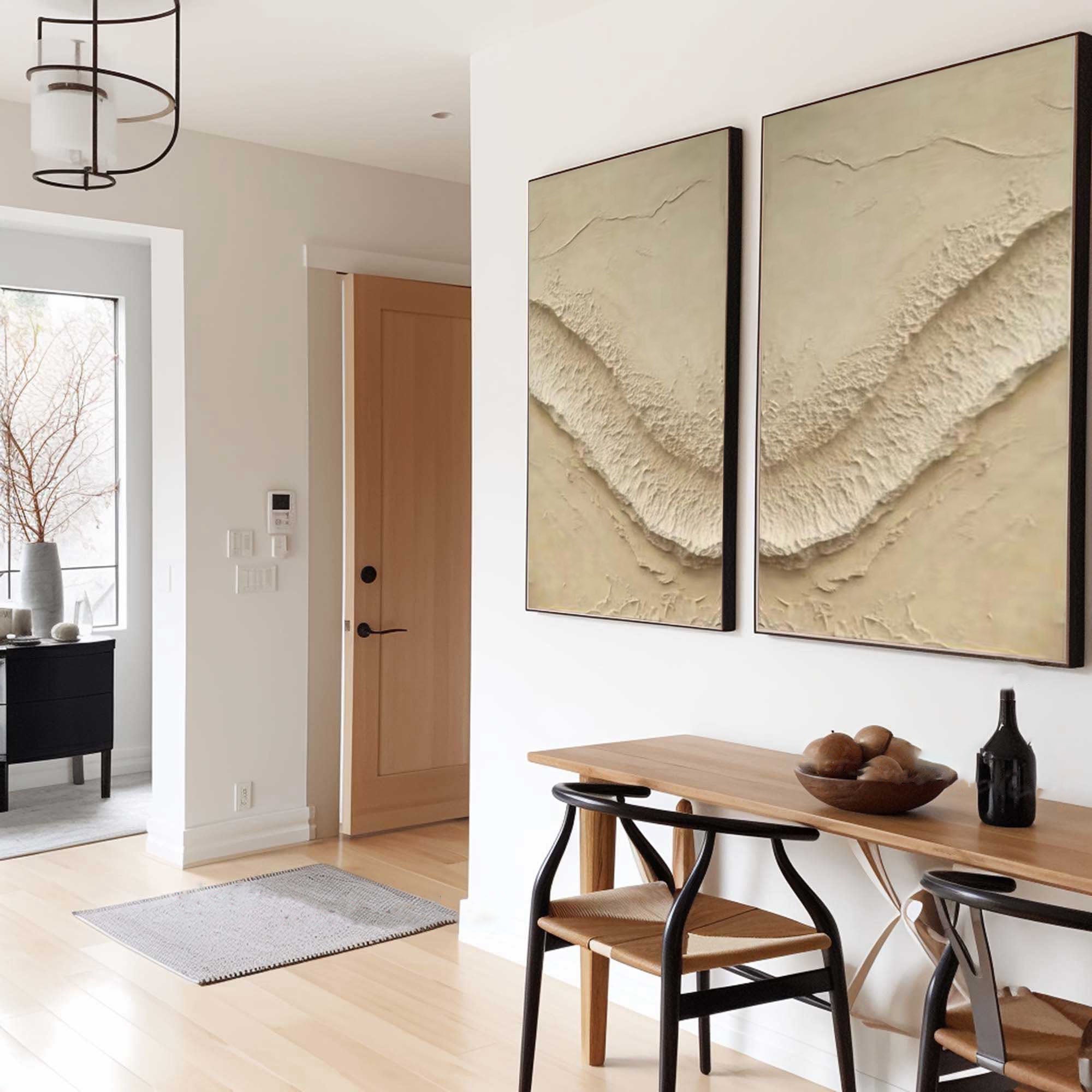 "Ethereal Dunes" – Neutral Textured Diptych Art for Minimalist Spaces