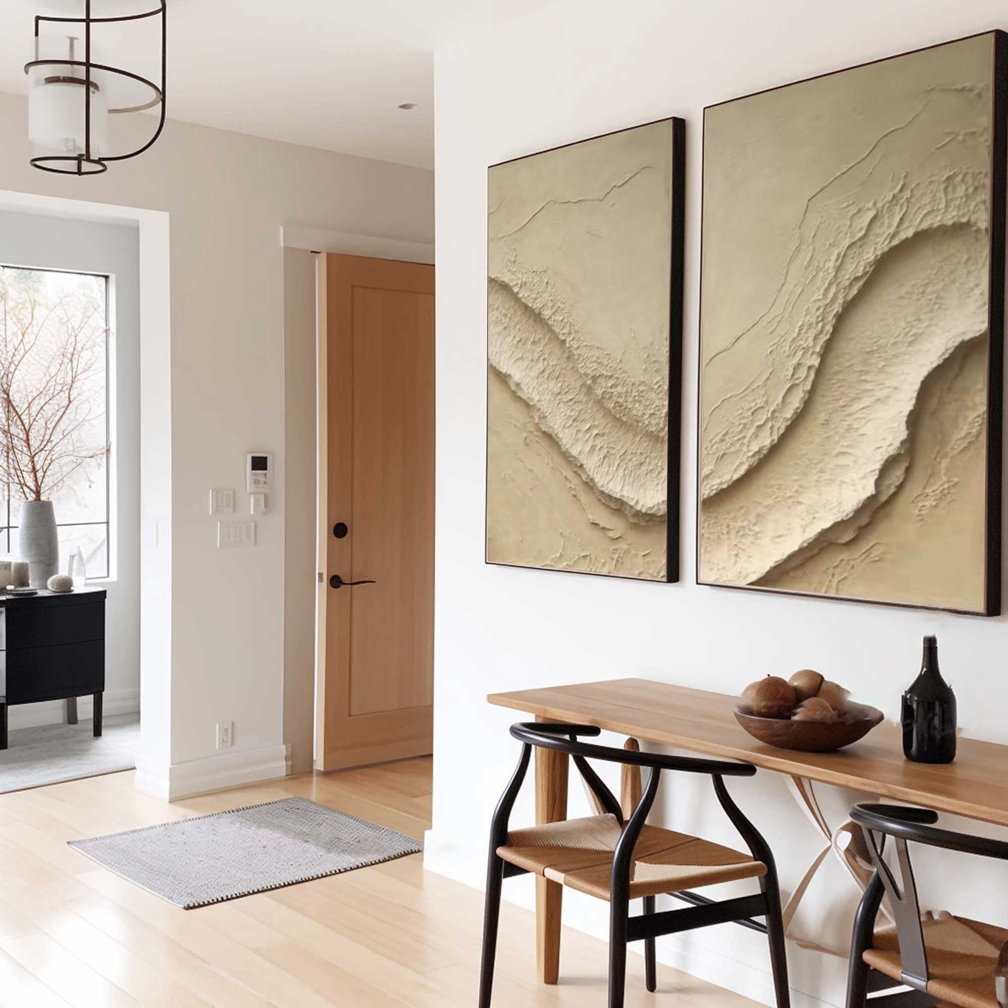 "Ethereal Terrains" – Abstract Minimalist Dual Panel Textured Wall Art