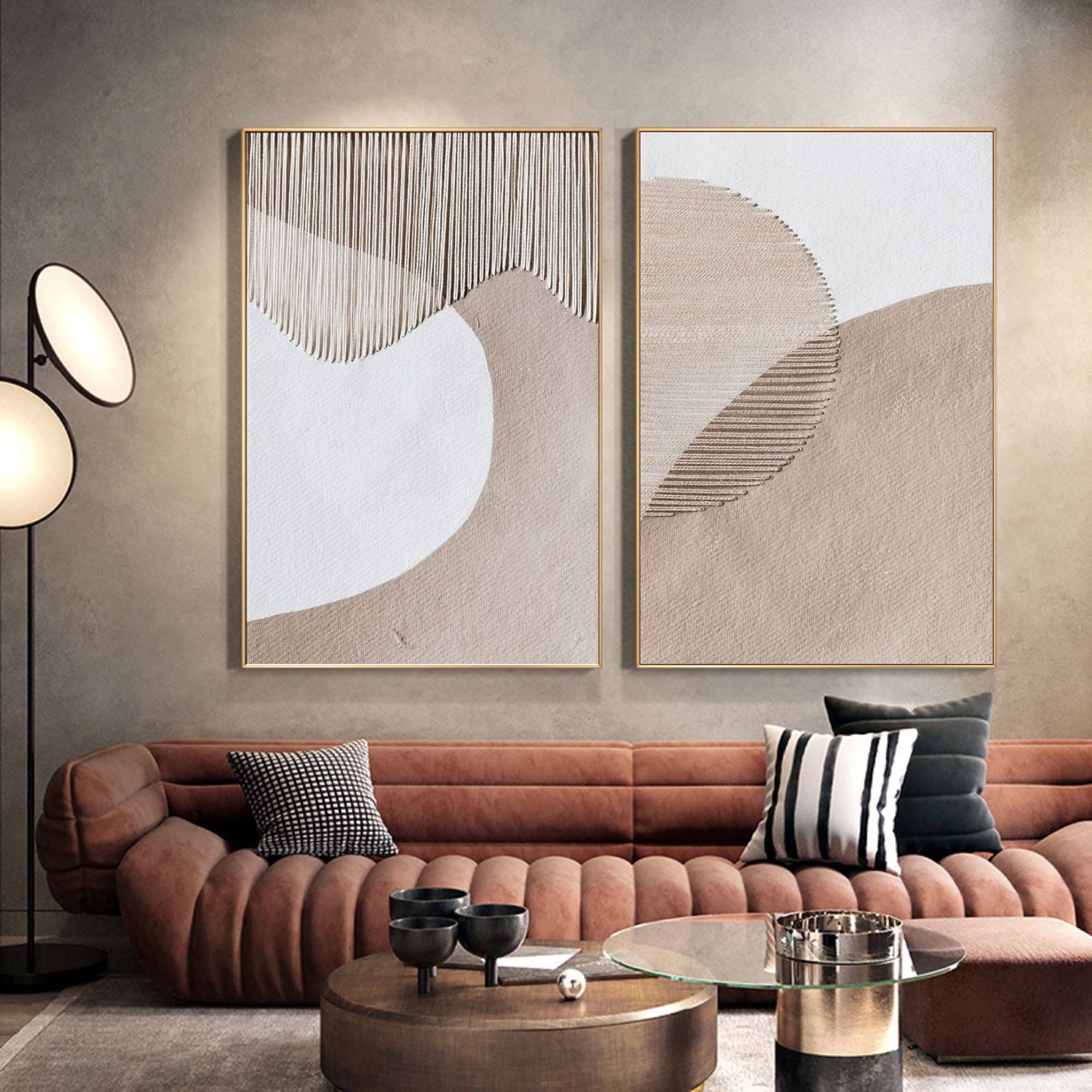 Beige & Brown Minimalist Painting Set Of 2 #BBS 012