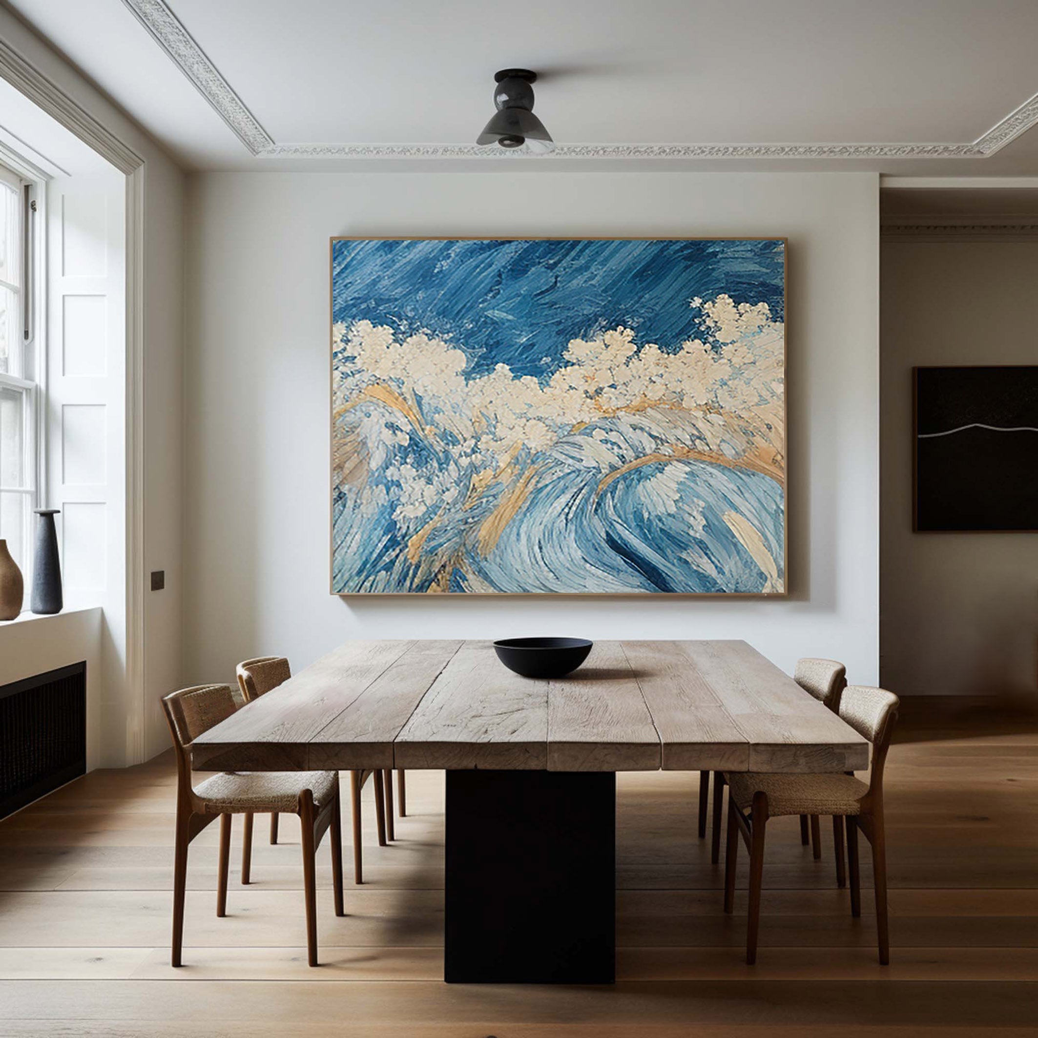 Whirl of Serenity: Textured Ocean Canvas