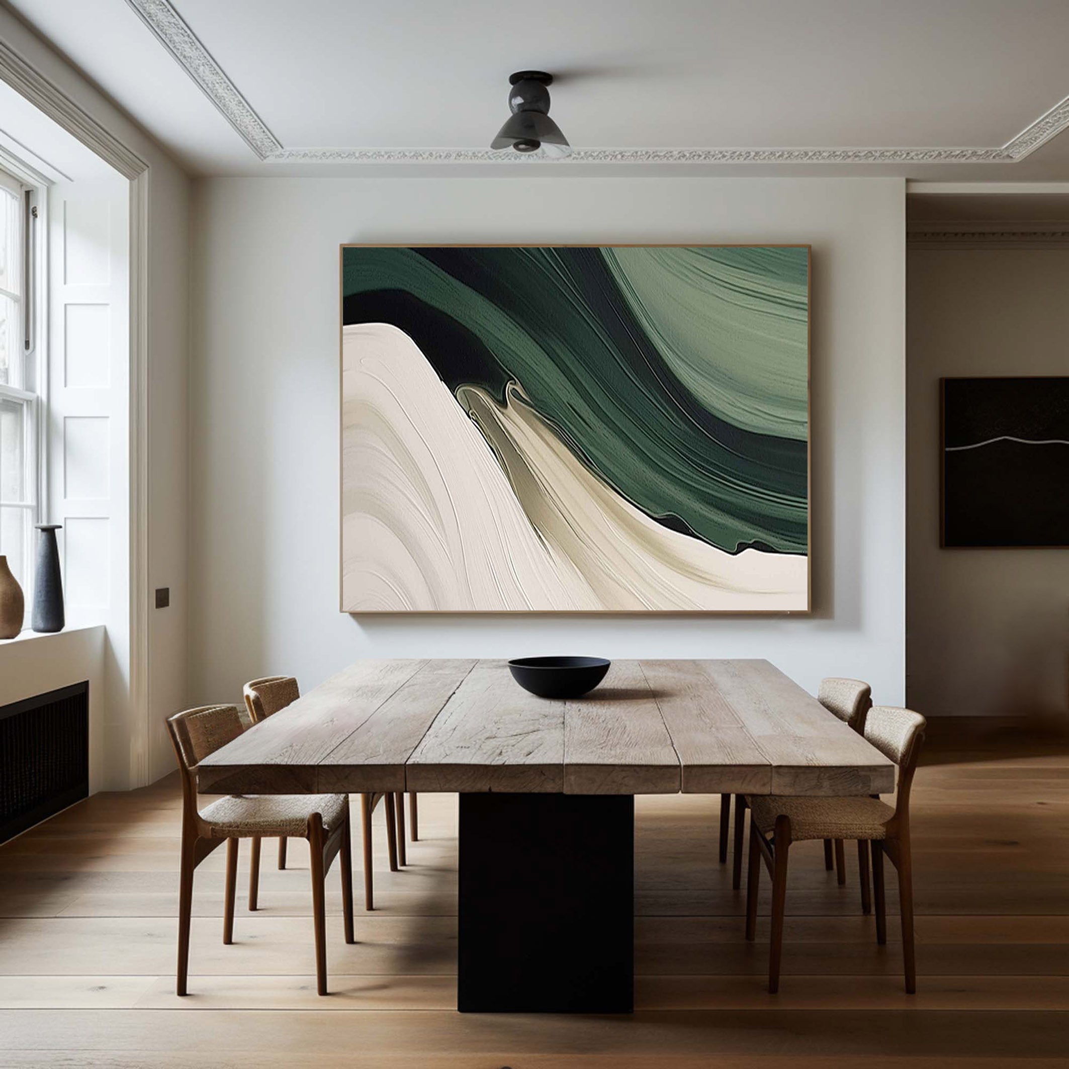 Emerald Flow: Abstract Wave Art