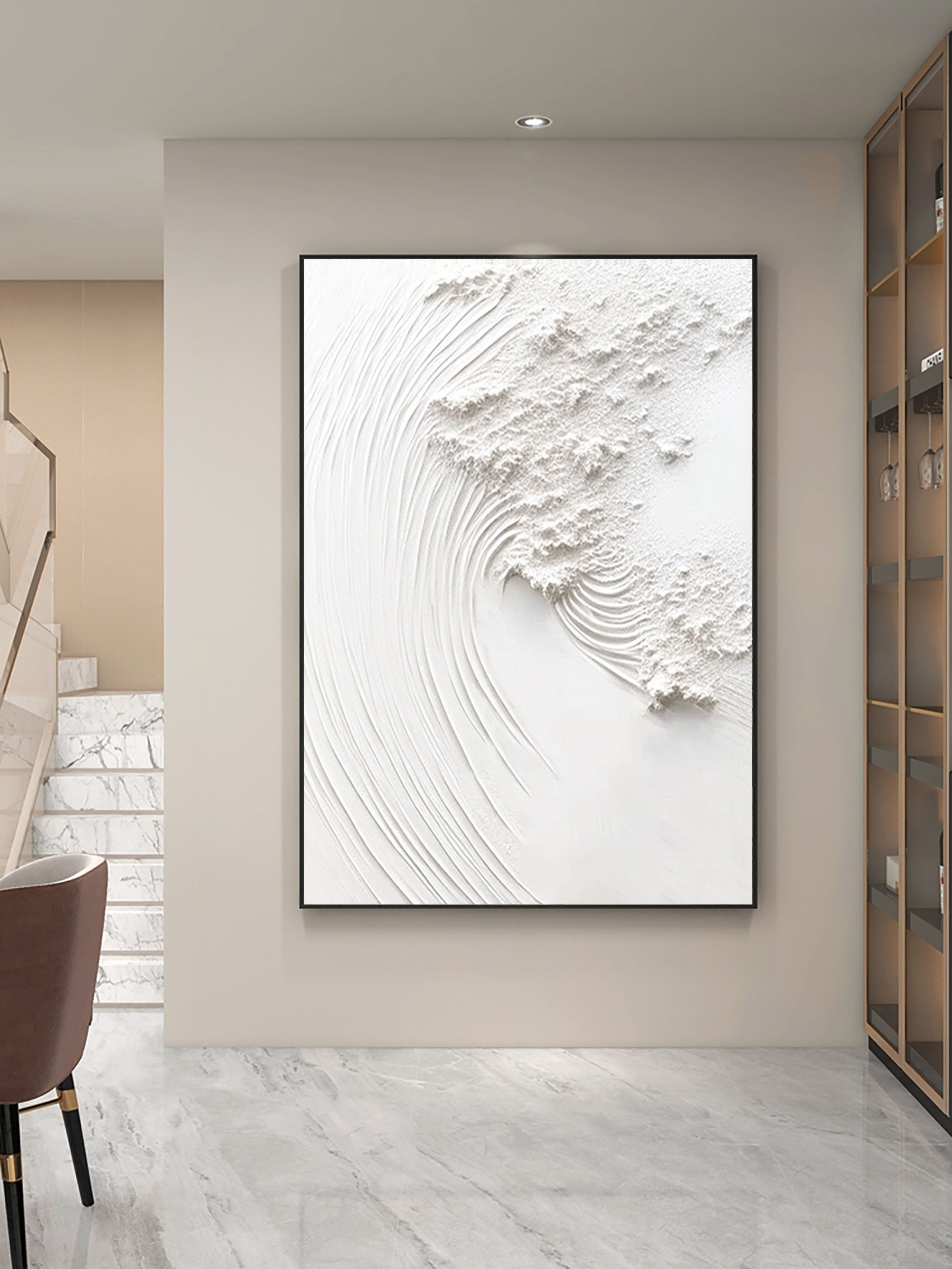 Tranquil Flow: White Wall Art