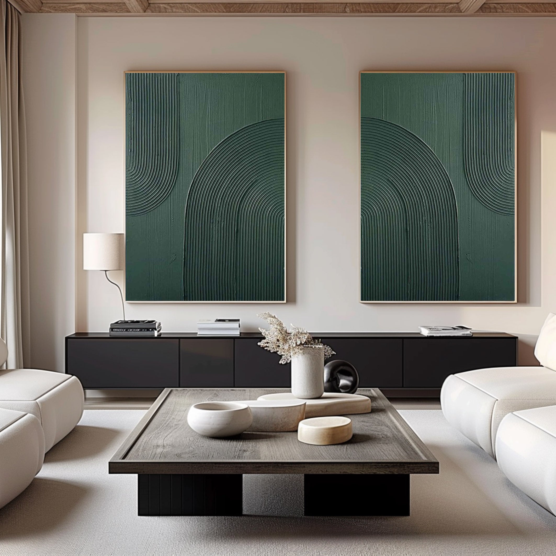 Green Minimalist Painting Set Of 2 #GMS 002