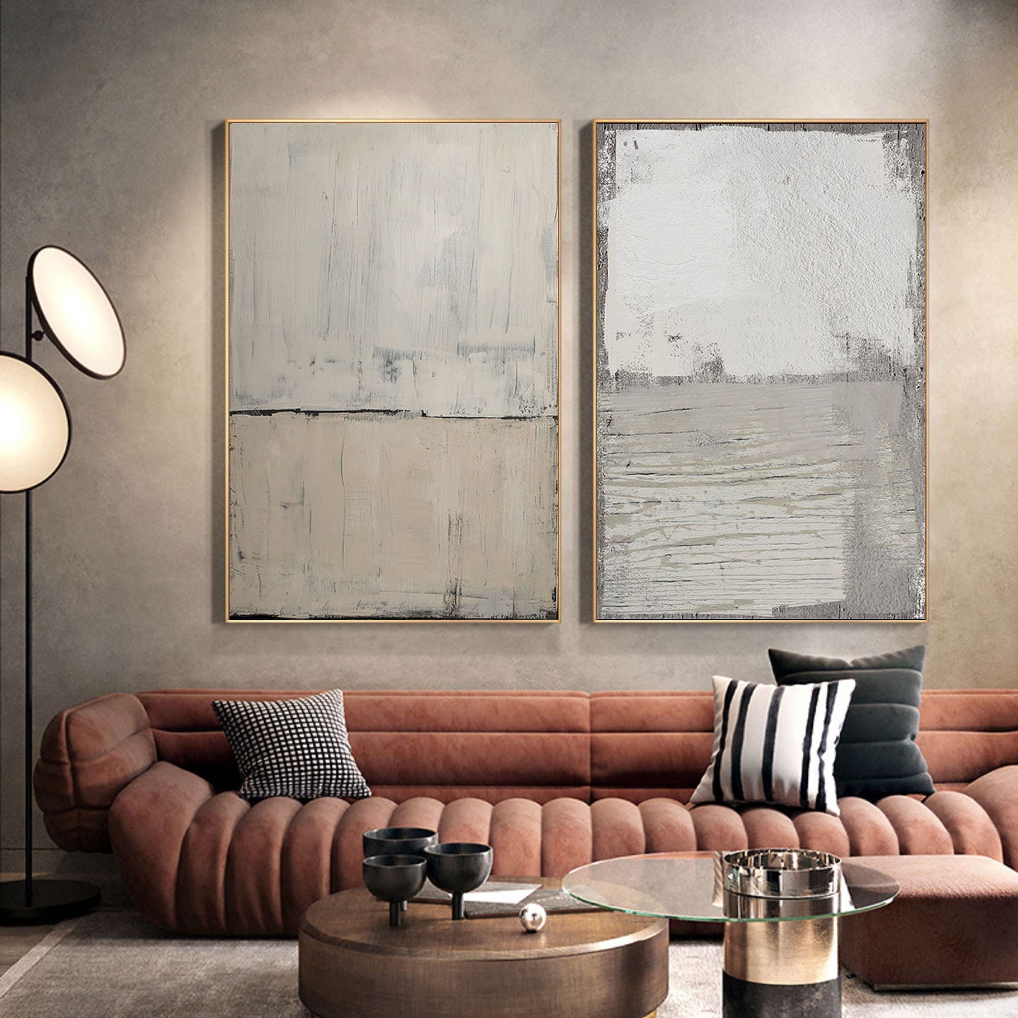 Beige & Brown Minimalist Painting Set Of 2 #BBS 015