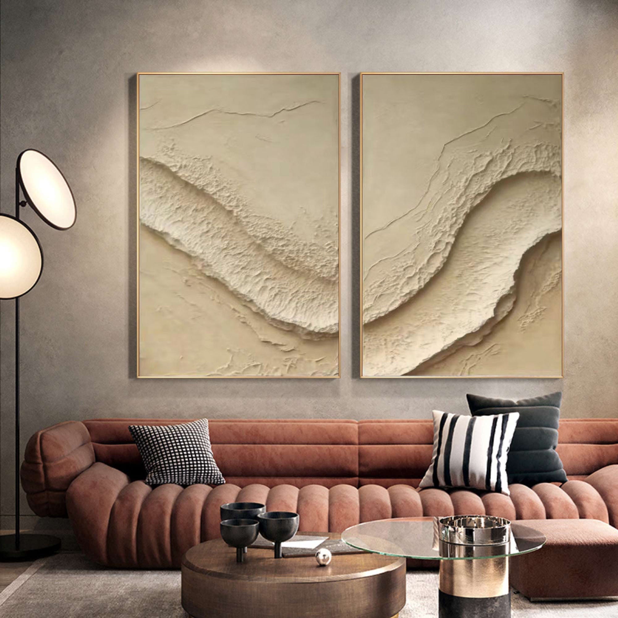 "Ethereal Terrains" – Abstract Minimalist Dual Panel Textured Wall Art