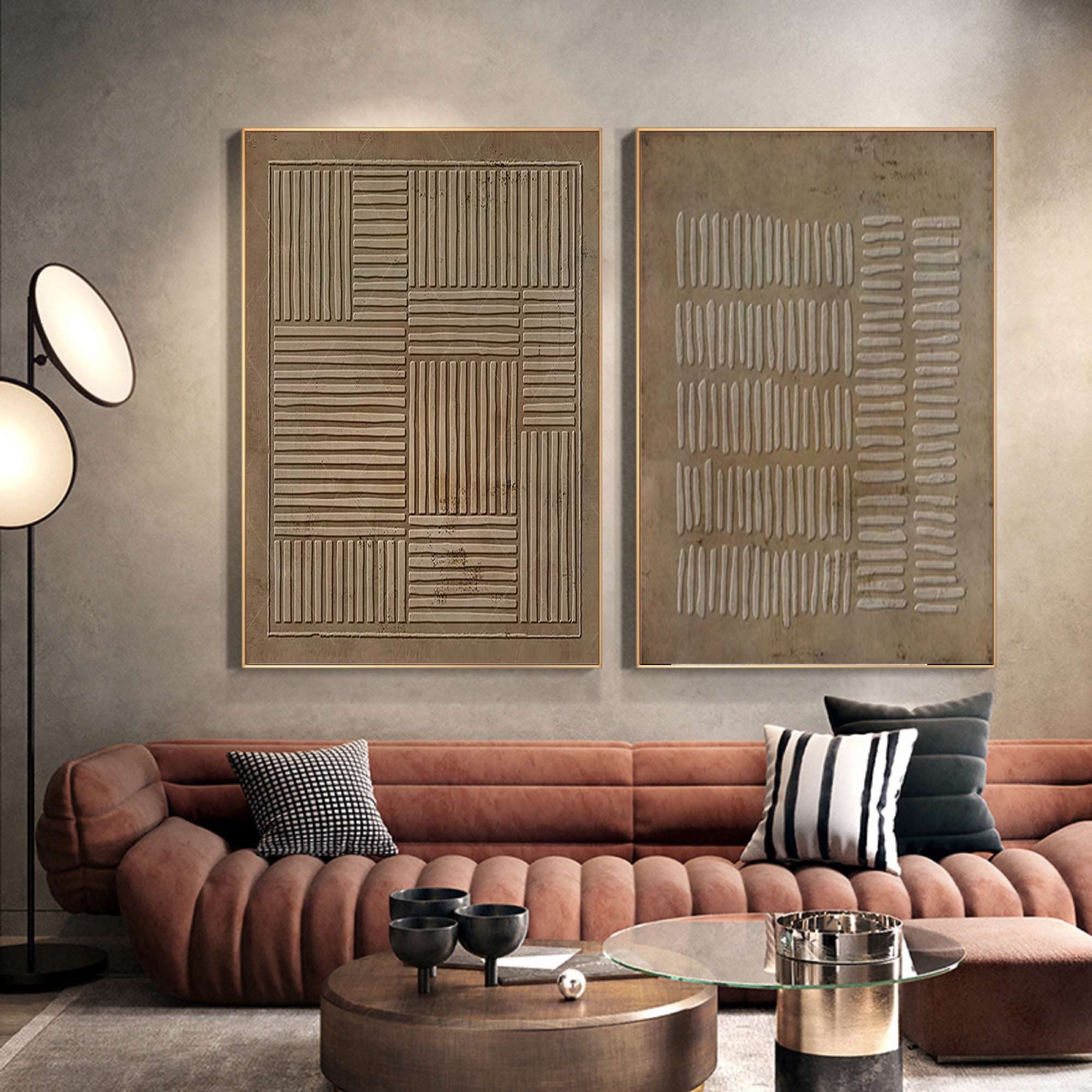 Beige & Brown Minimalist Painting Set Of 2 #BBS 005