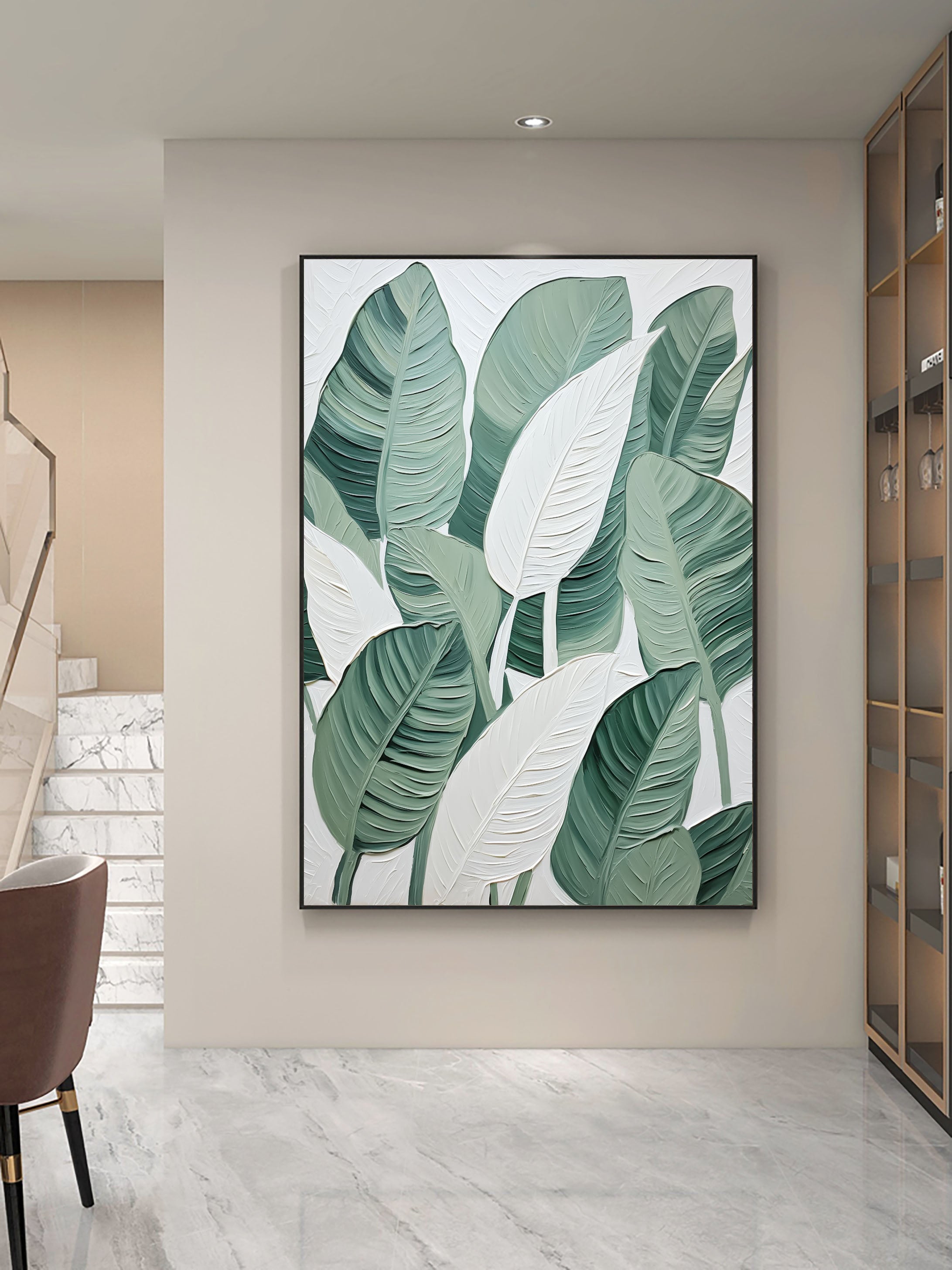 Tropical Serenity: Leafy Canvas Art