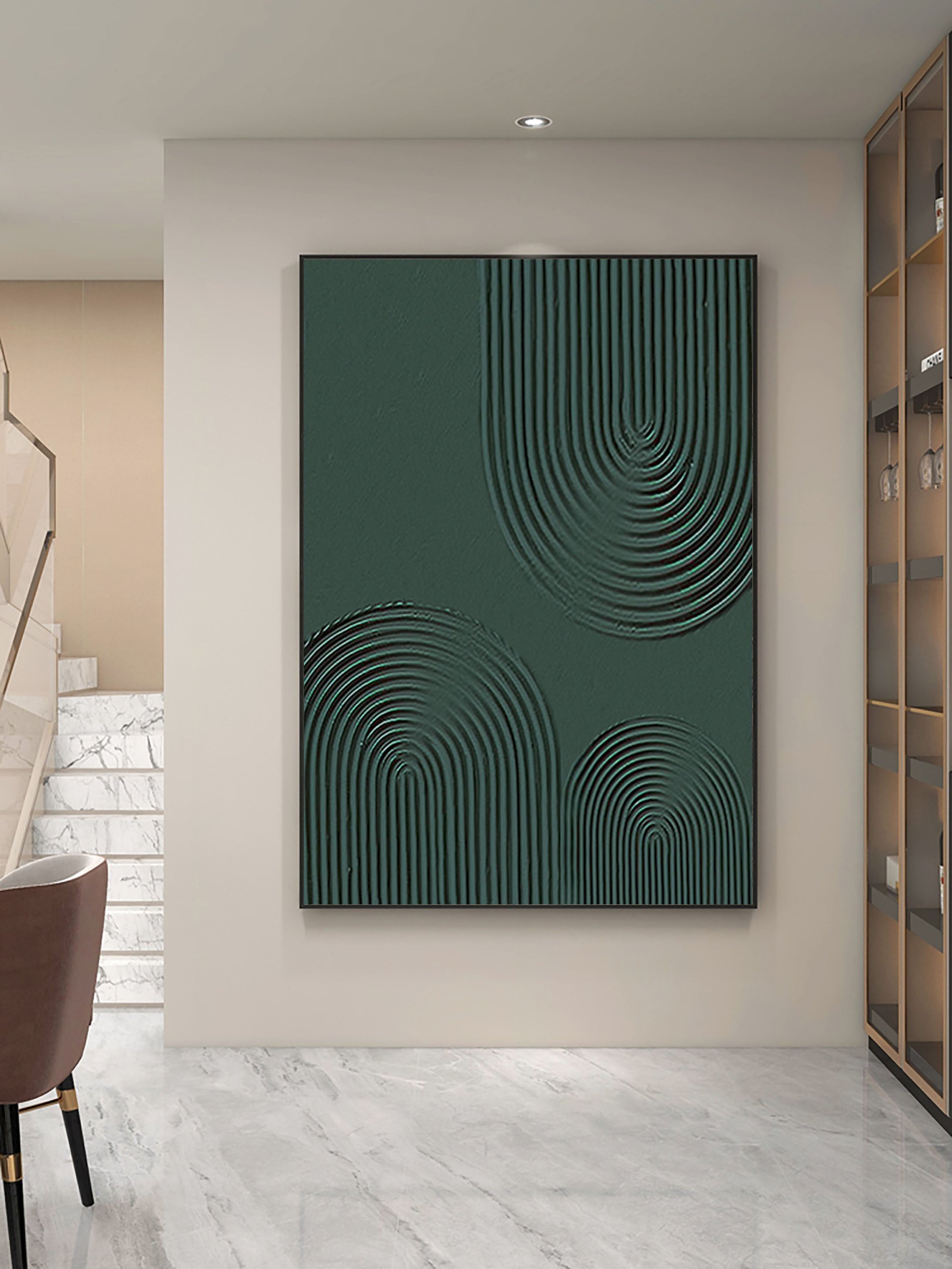 Emerald Curves: Single Canvas Art