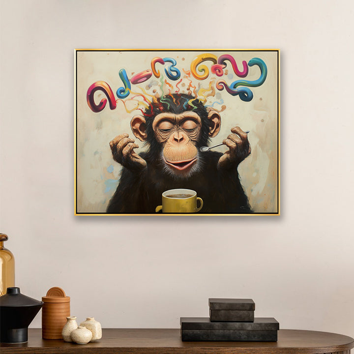 Espresso Explosion - Funny Monkey Coffee Art Colorful Abstract Pop Wall Decor