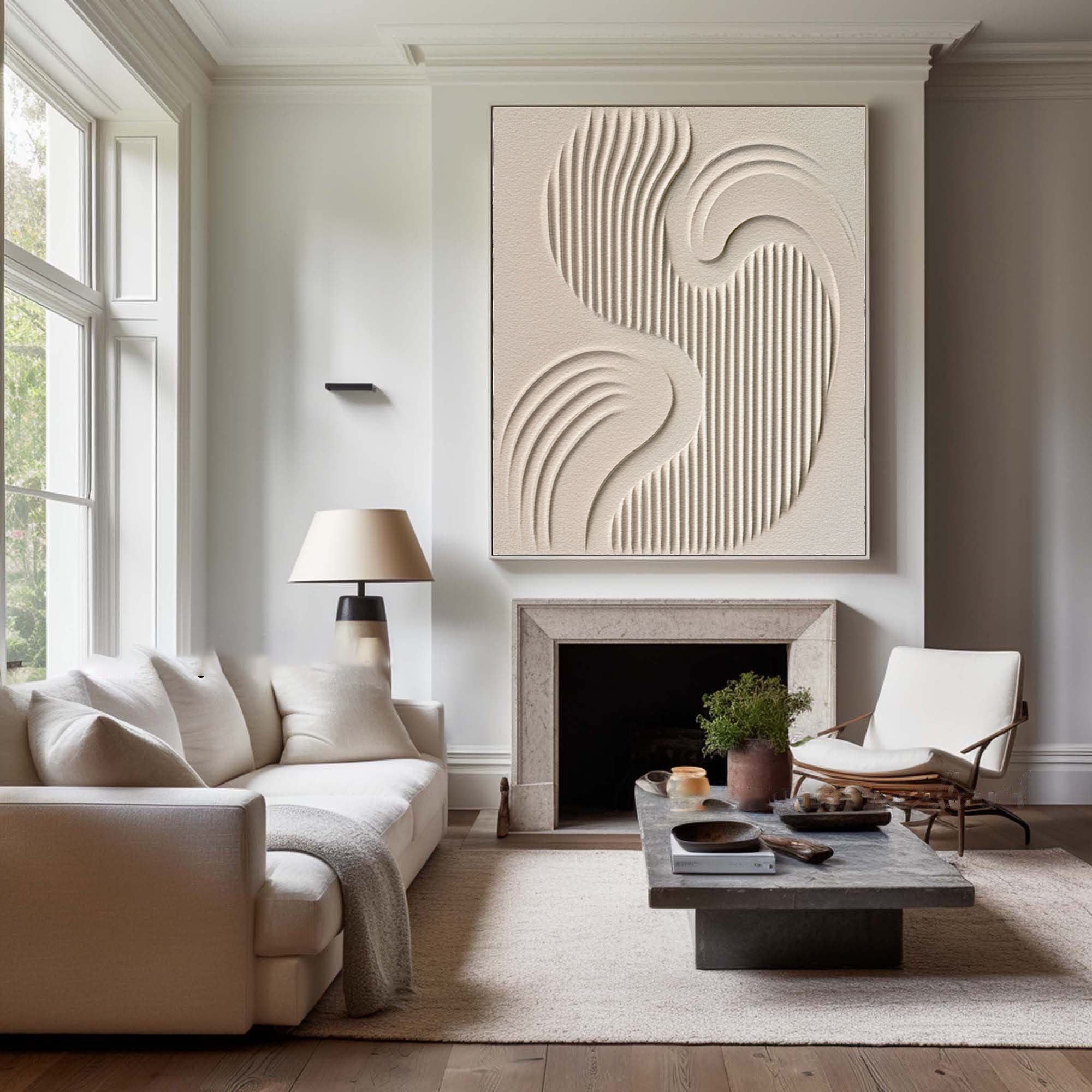 Flowing Lines: Beige Canvas Art