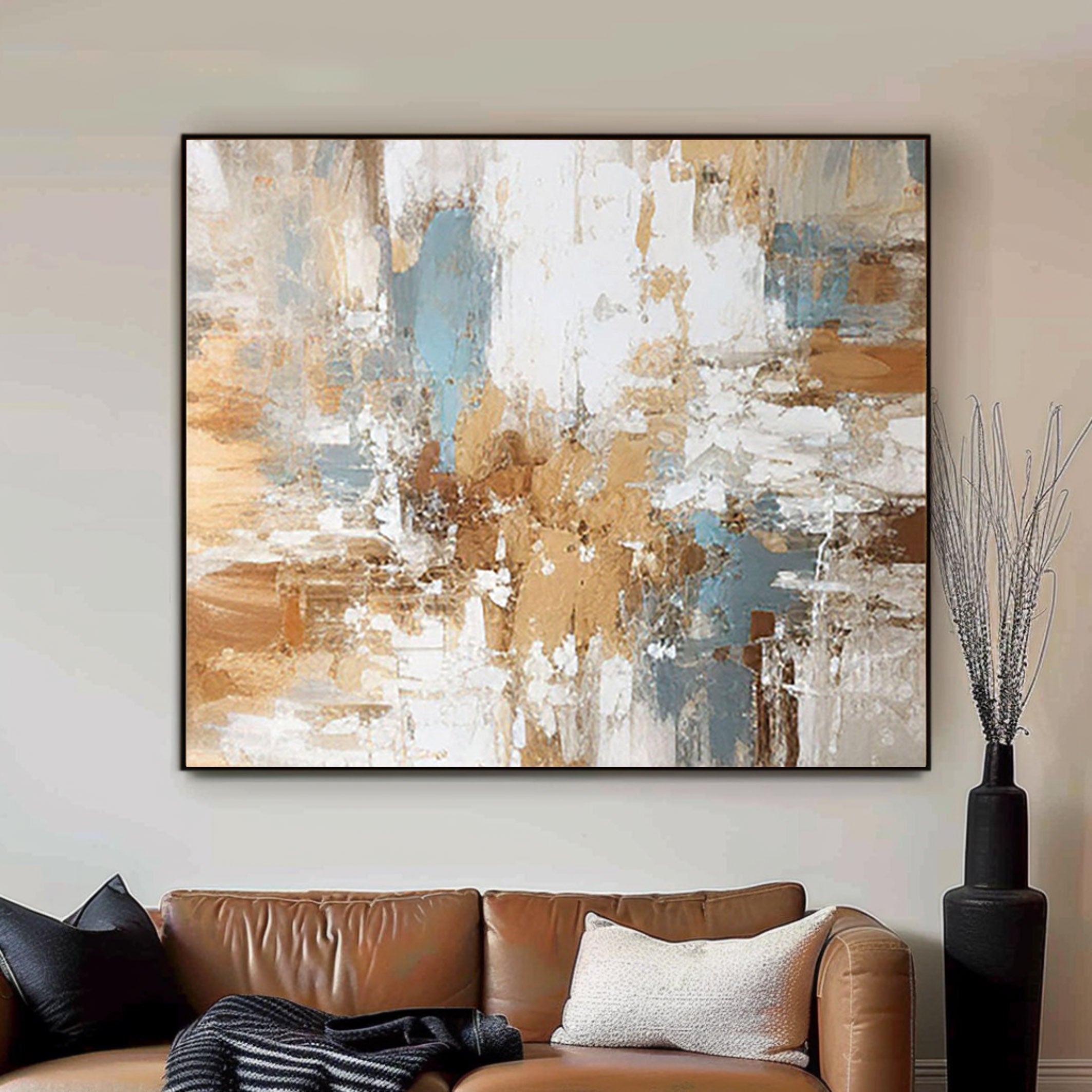 Golden Mirage: Abstract Canvas Art