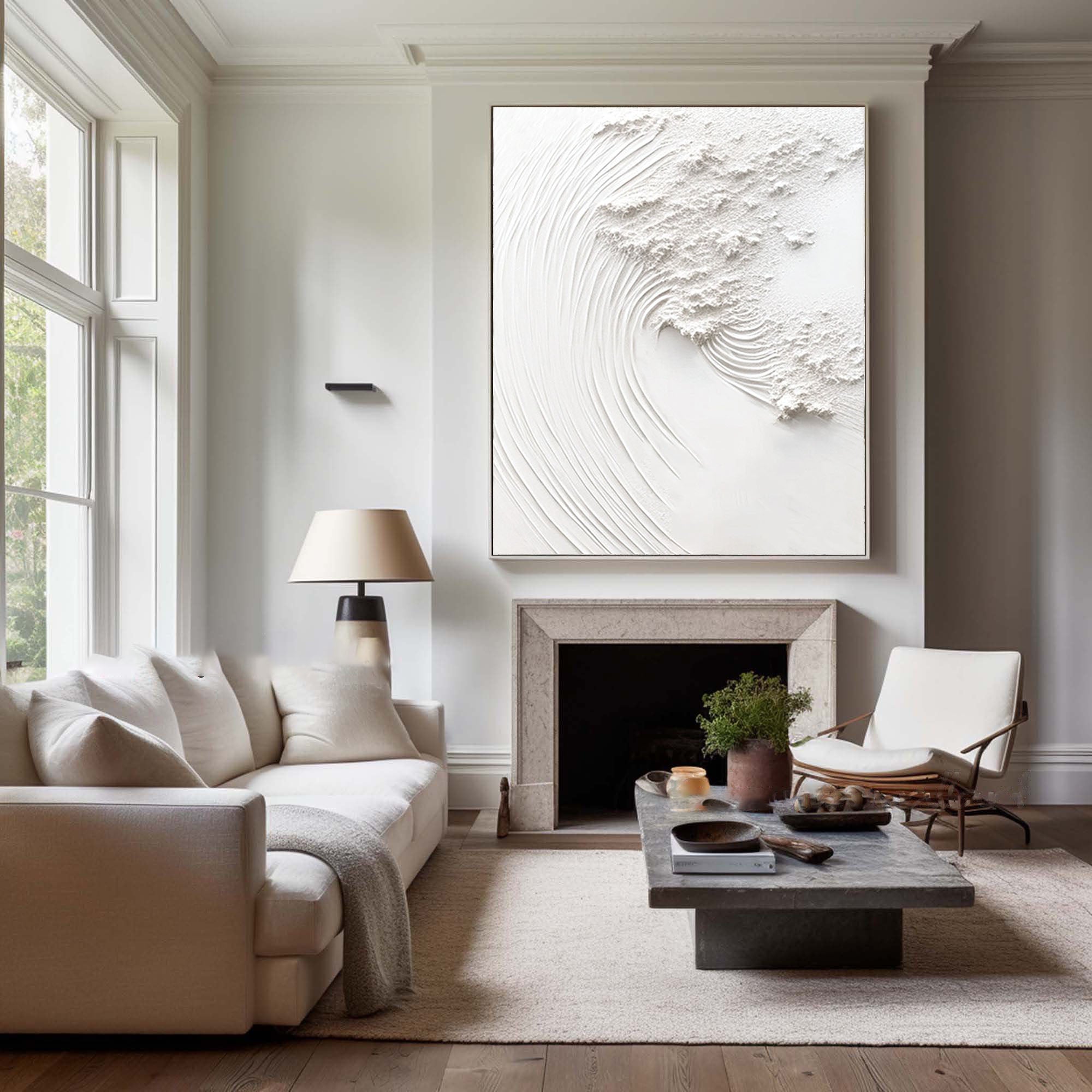 Tranquil Flow: White Wall Art