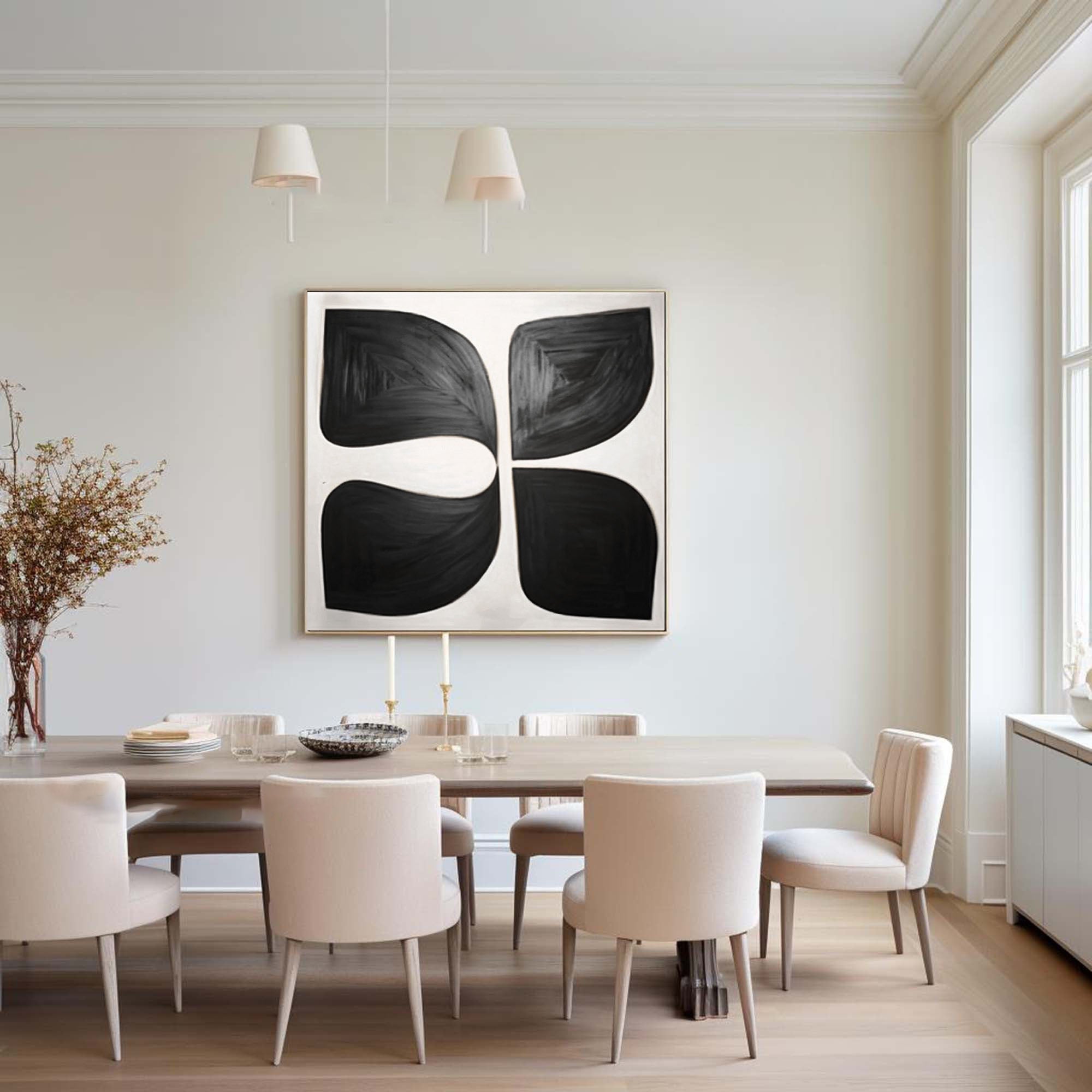 Symmetry in Motion: Bold Black Abstract Canvas Art