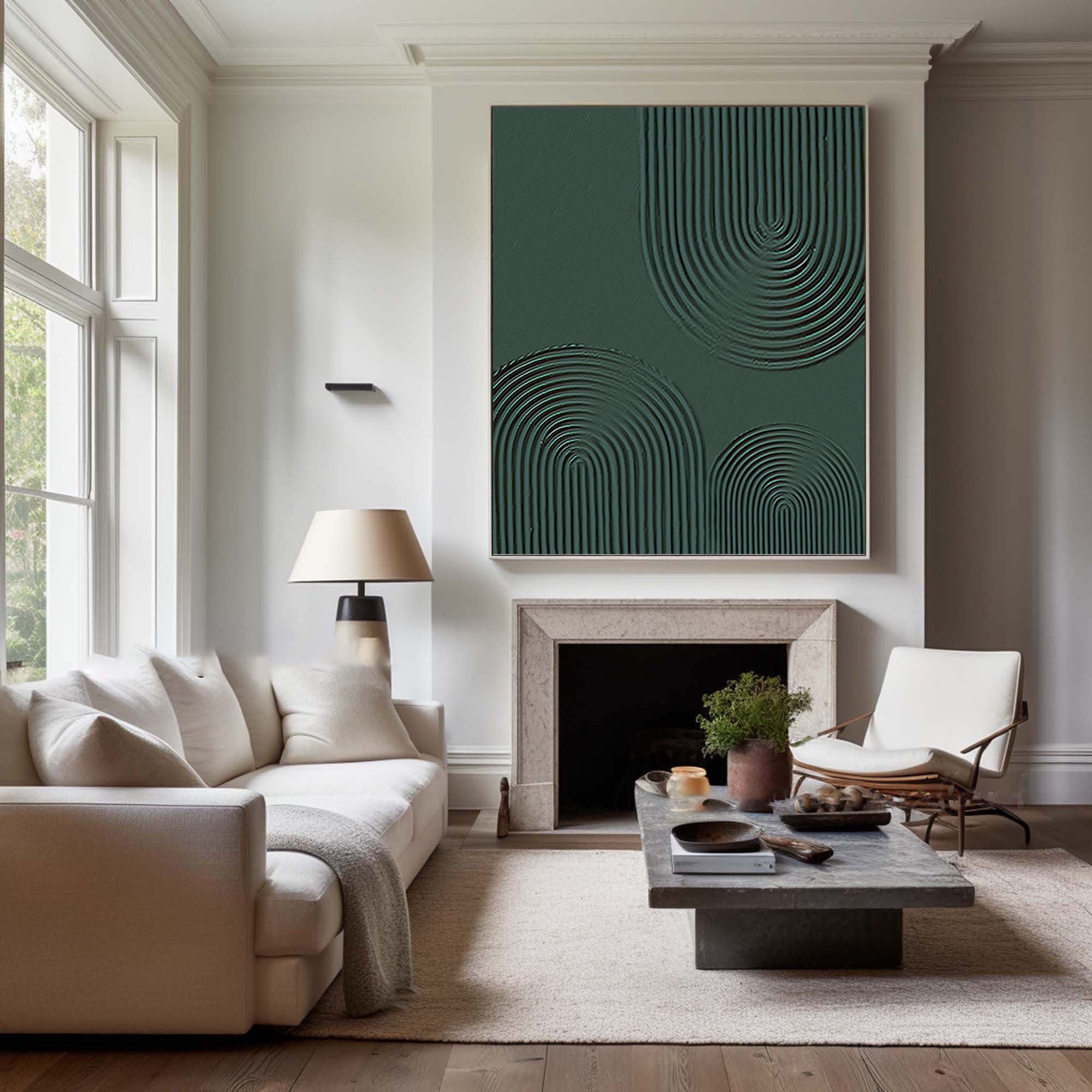 Emerald Curves: Single Canvas Art