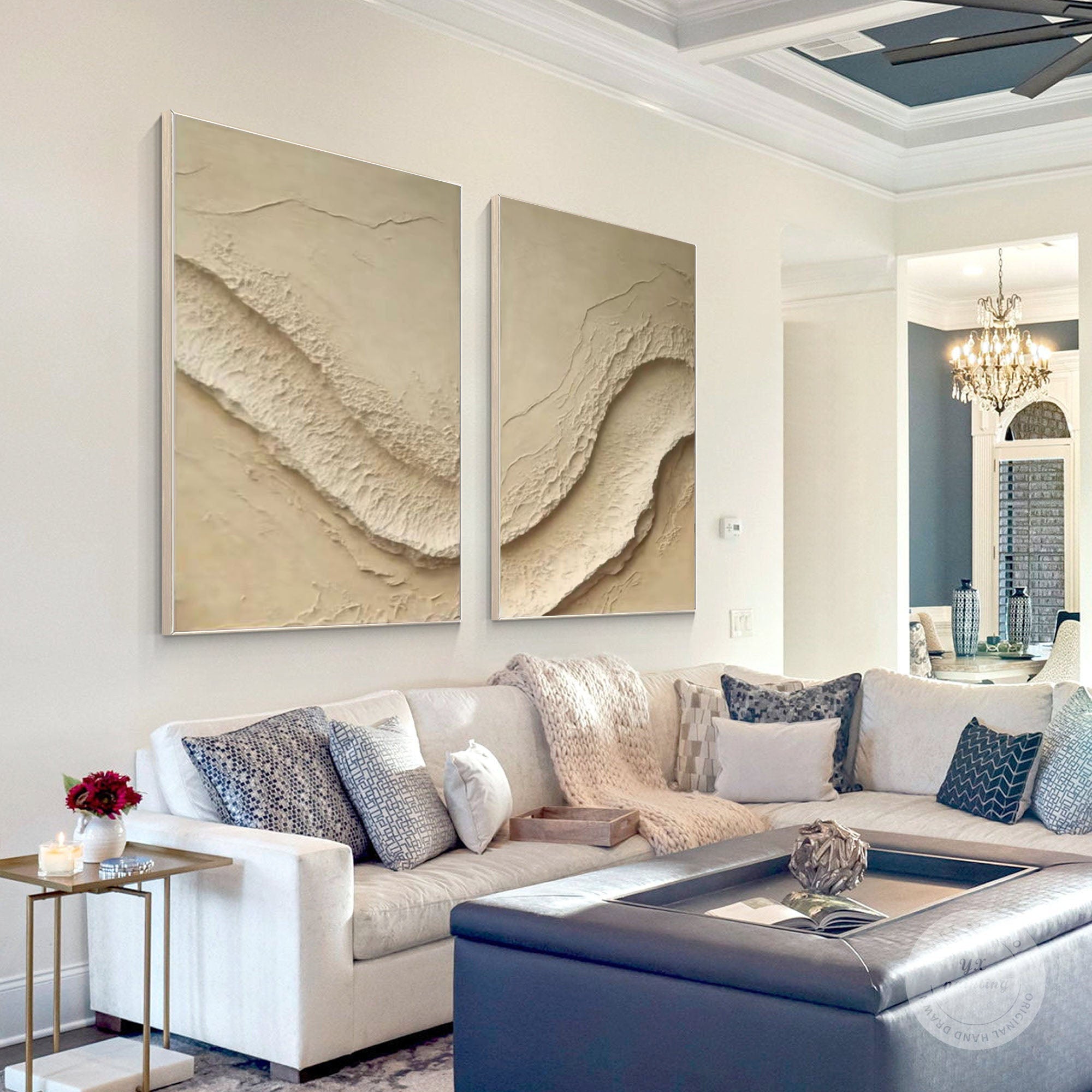 "Ethereal Terrains" – Abstract Minimalist Dual Panel Textured Wall Art