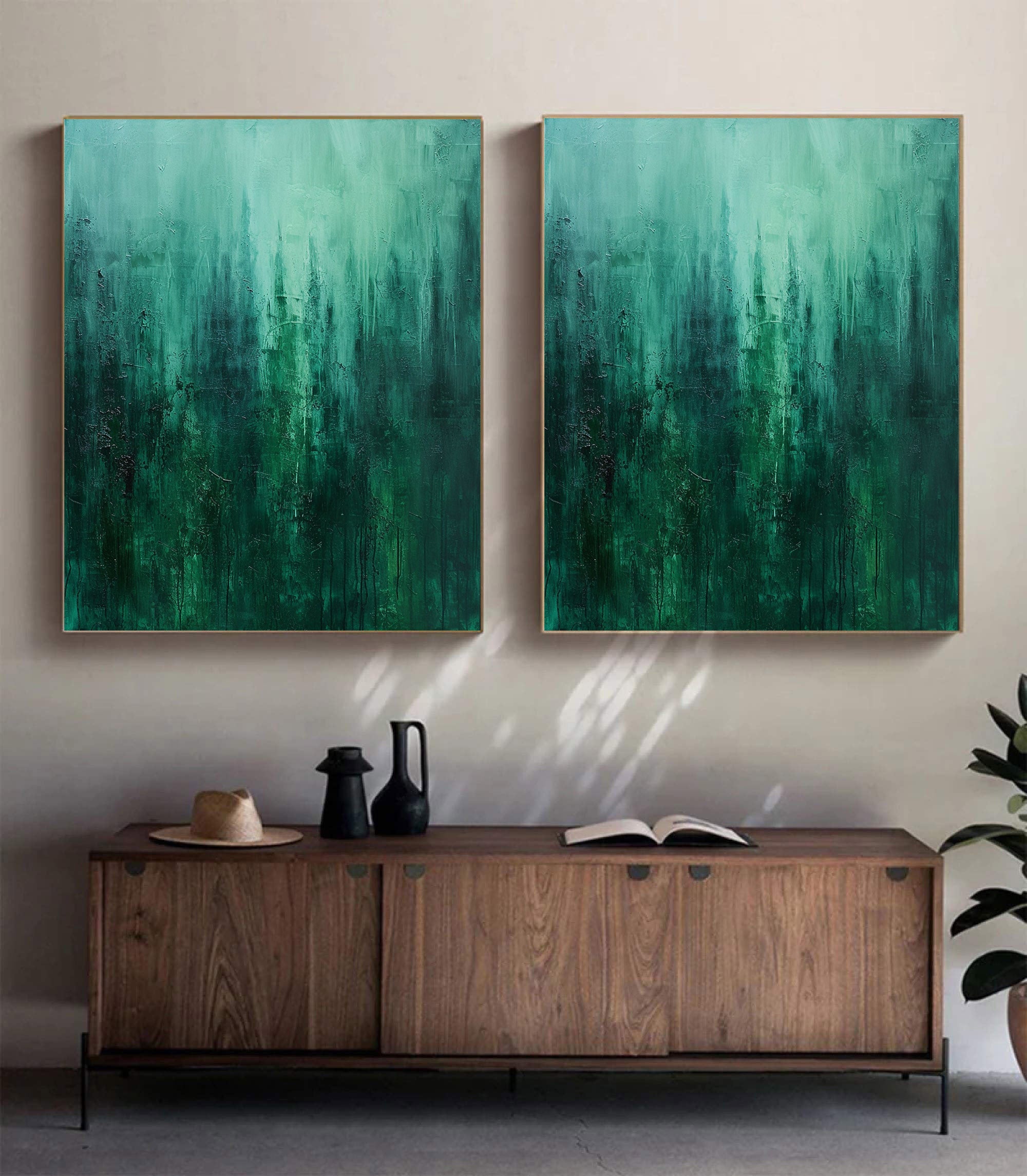 Green Minimalist Painting Set Of 2 #GMS 001