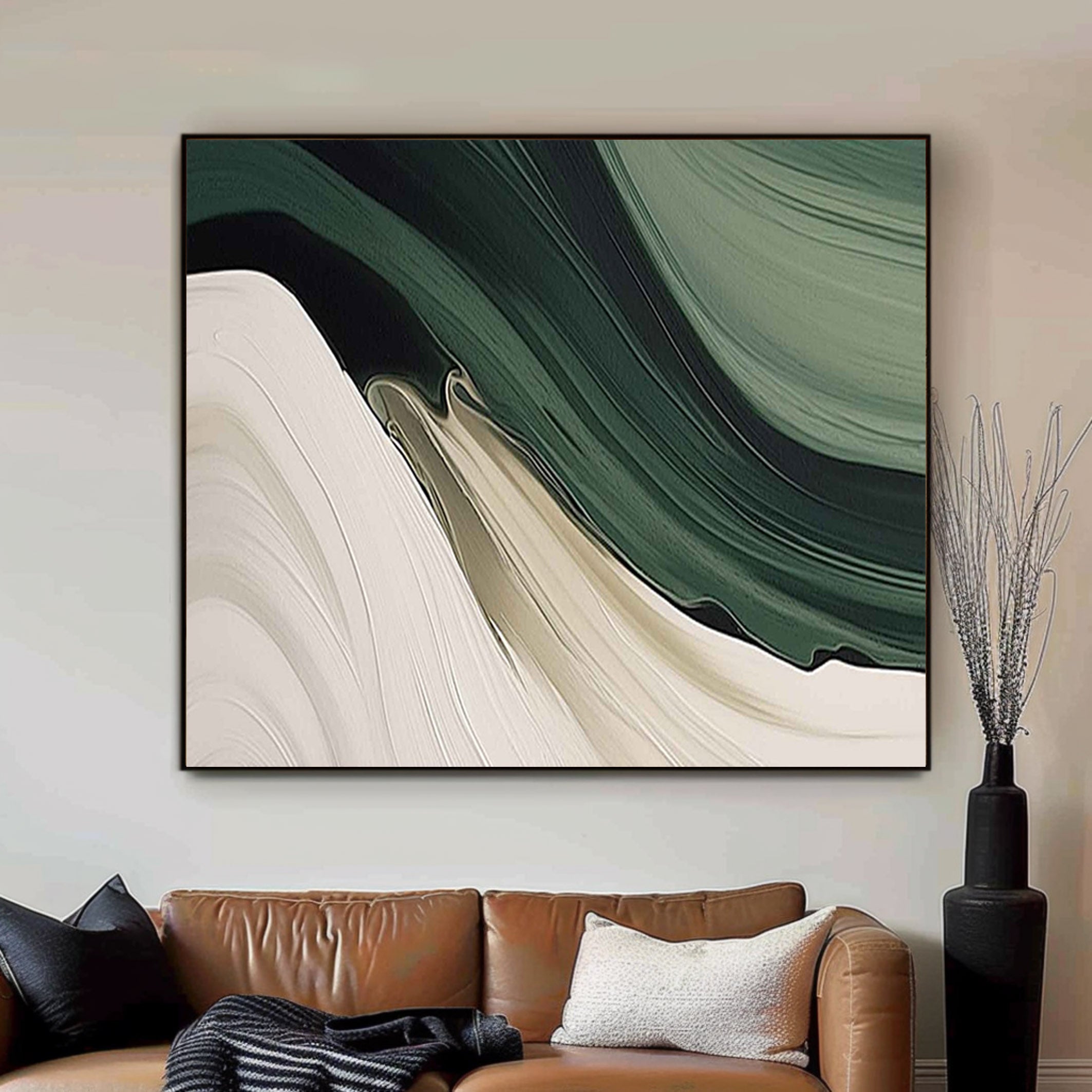 Emerald Flow: Abstract Wave Art