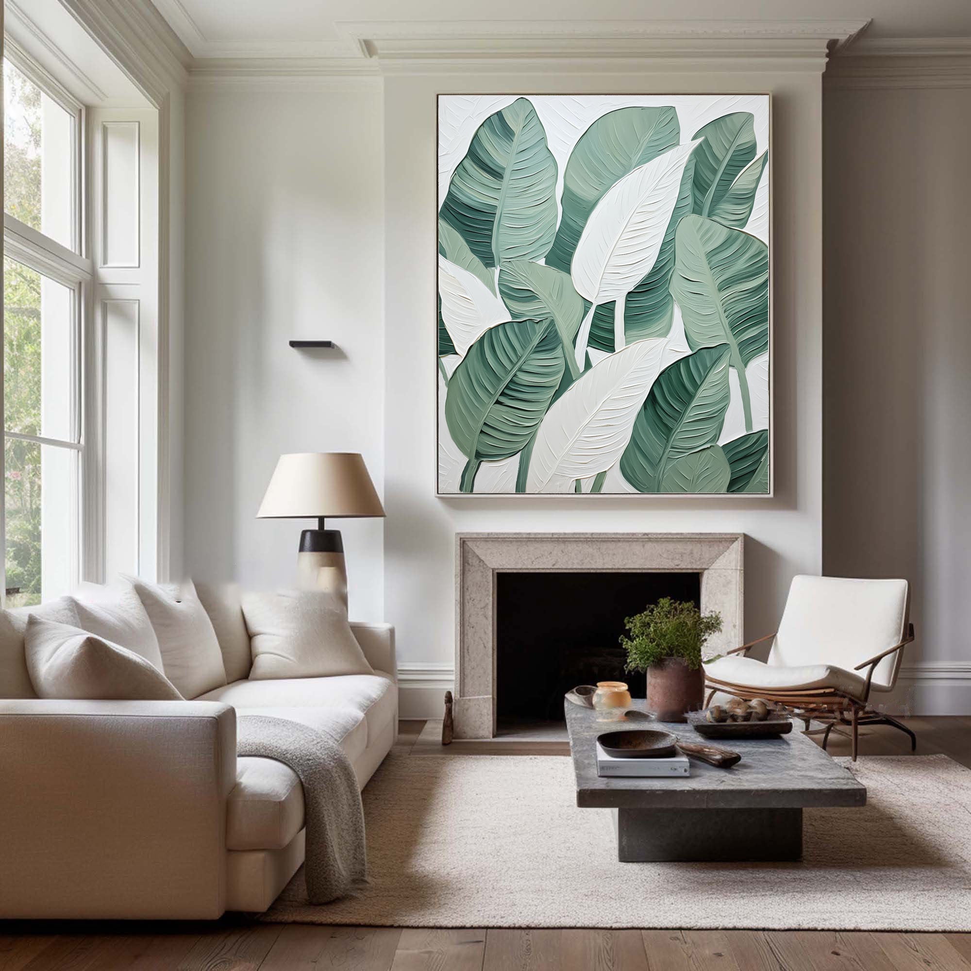 Tropical Serenity: Leafy Canvas Art