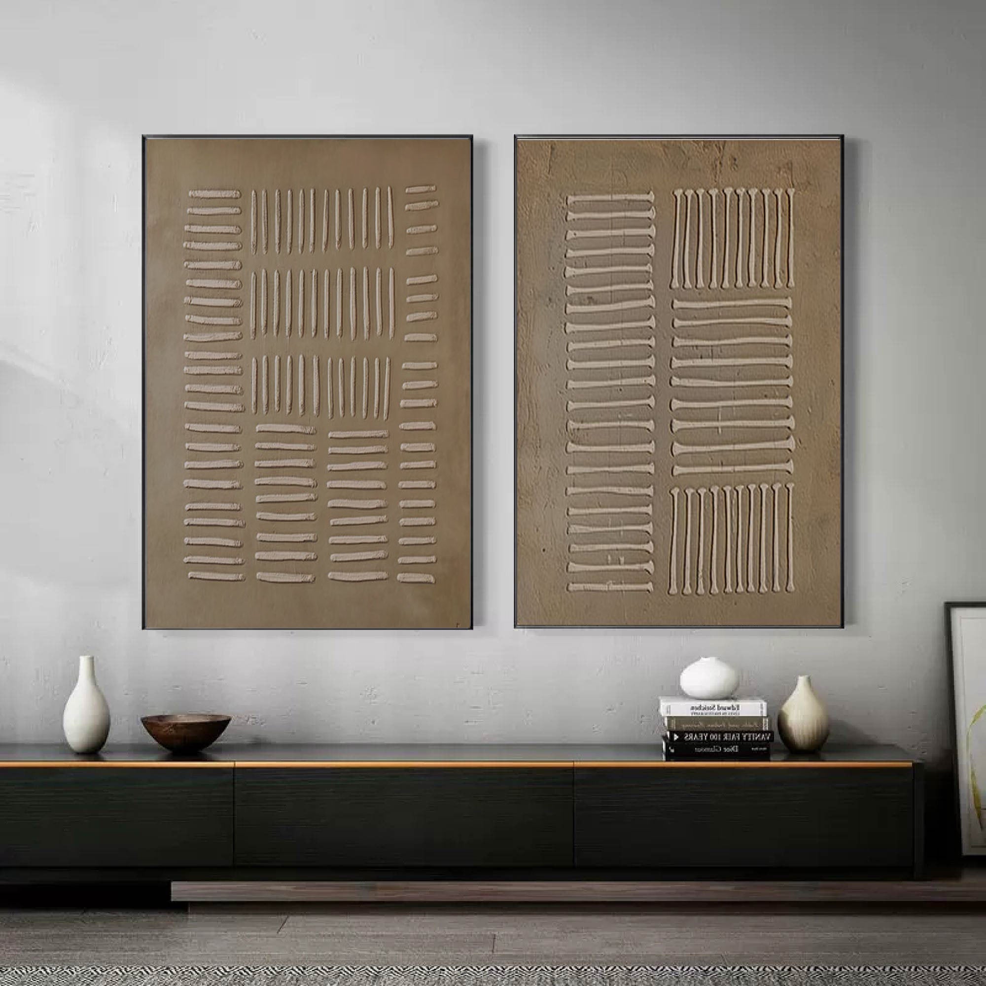 Beige & Brown Minimalist Painting Set Of 2 #BBS 008